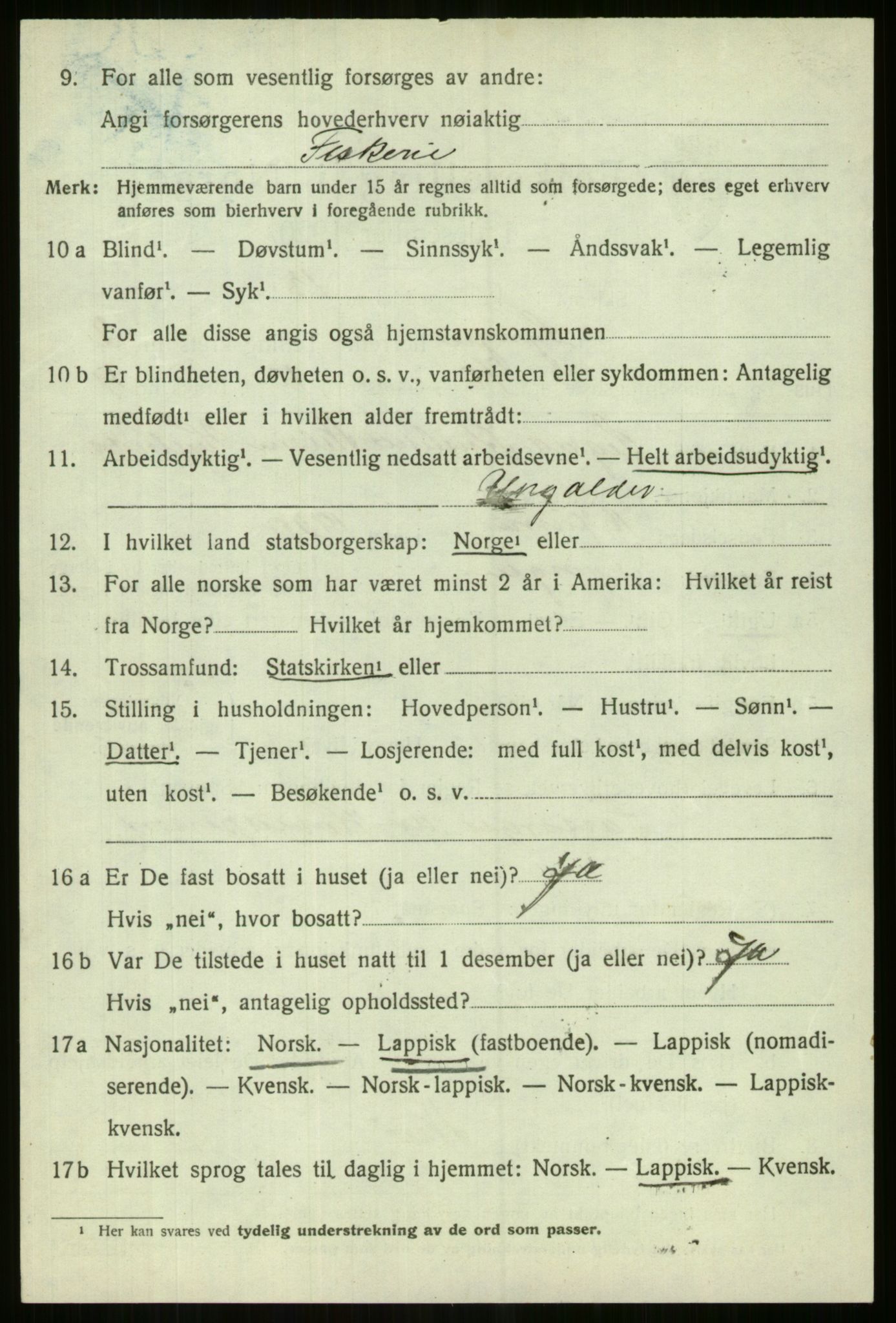 SATØ, 1920 census for Lyngen, 1920, p. 3490