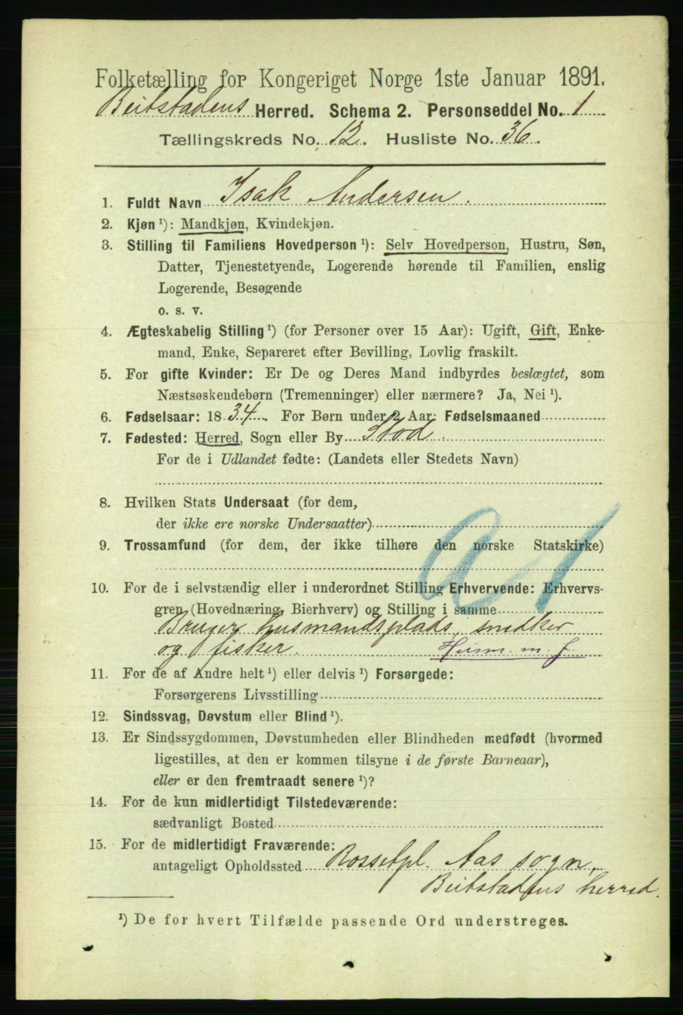 RA, 1891 census for 1727 Beitstad, 1891, p. 3550