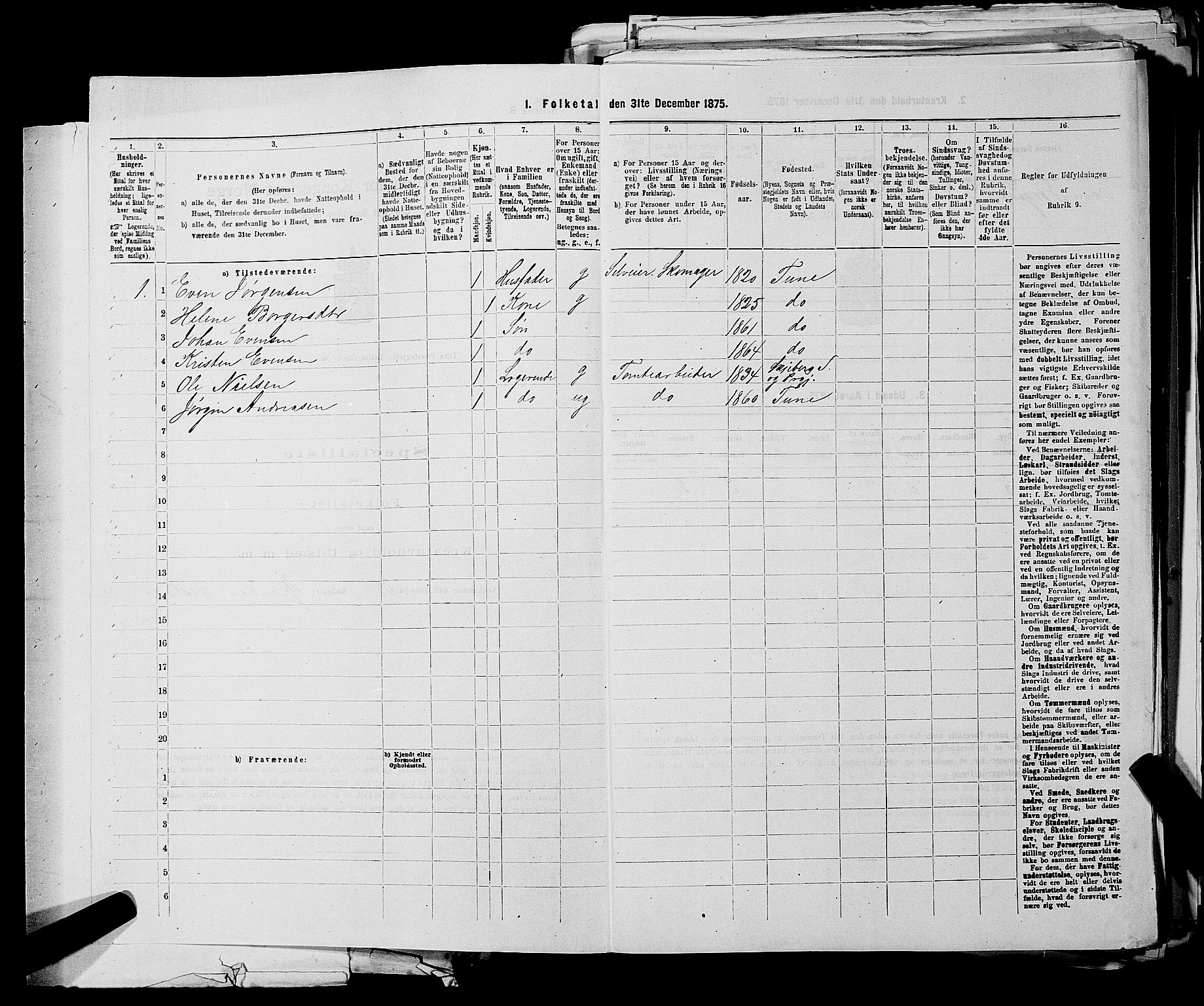 RA, 1875 census for 0130P Tune, 1875, p. 883