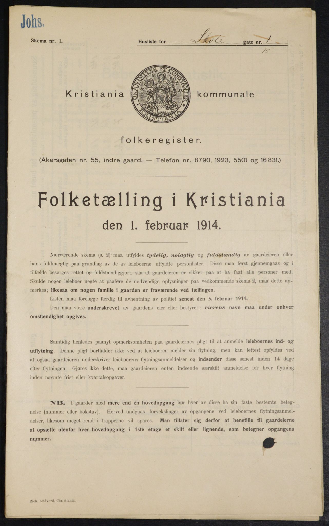 OBA, Municipal Census 1914 for Kristiania, 1914, p. 96047