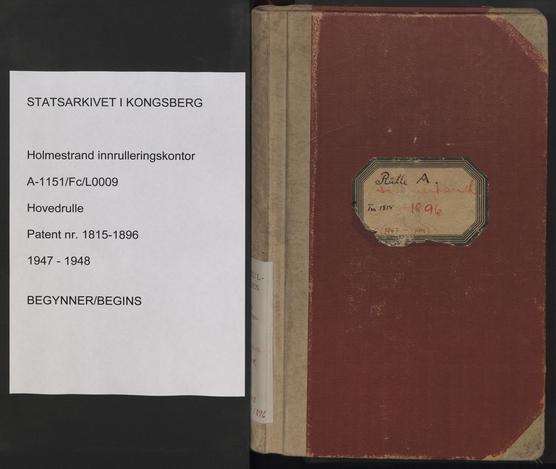Holmestrand innrulleringskontor, SAKO/A-1151/F/Fc/L0009: Hovedrulle, 1947-1948, p. 1