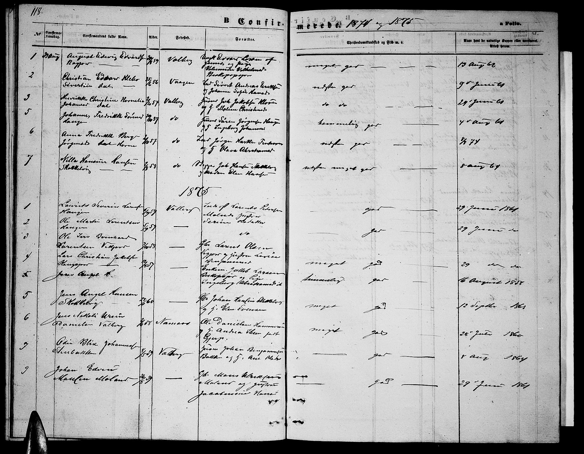 Ministerialprotokoller, klokkerbøker og fødselsregistre - Nordland, AV/SAT-A-1459/884/L1196: Parish register (copy) no. 884C02, 1860-1887, p. 118