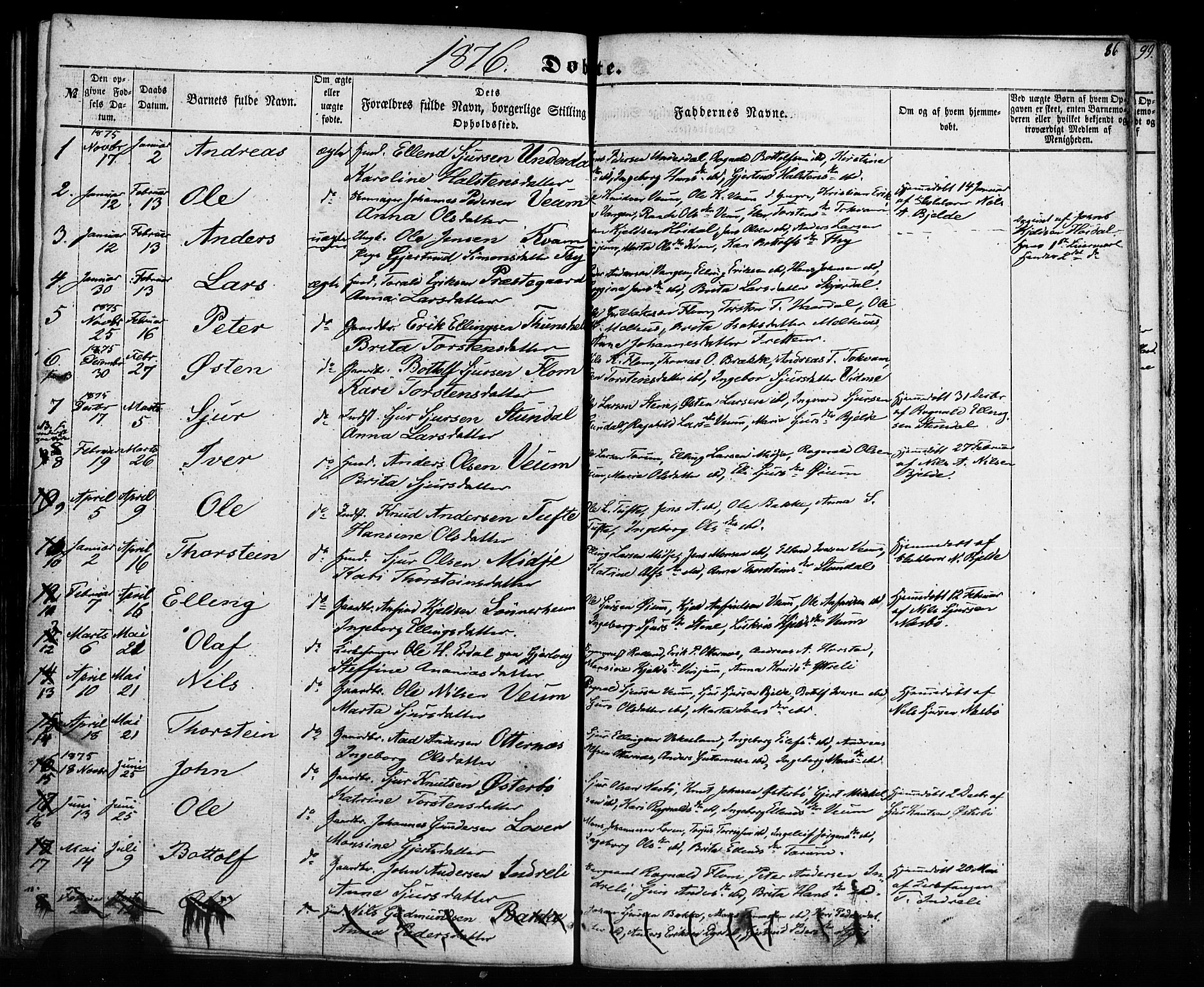 Aurland sokneprestembete, AV/SAB-A-99937/H/Ha/Haa/L0008: Parish register (official) no. A 8, 1853-1879, p. 86