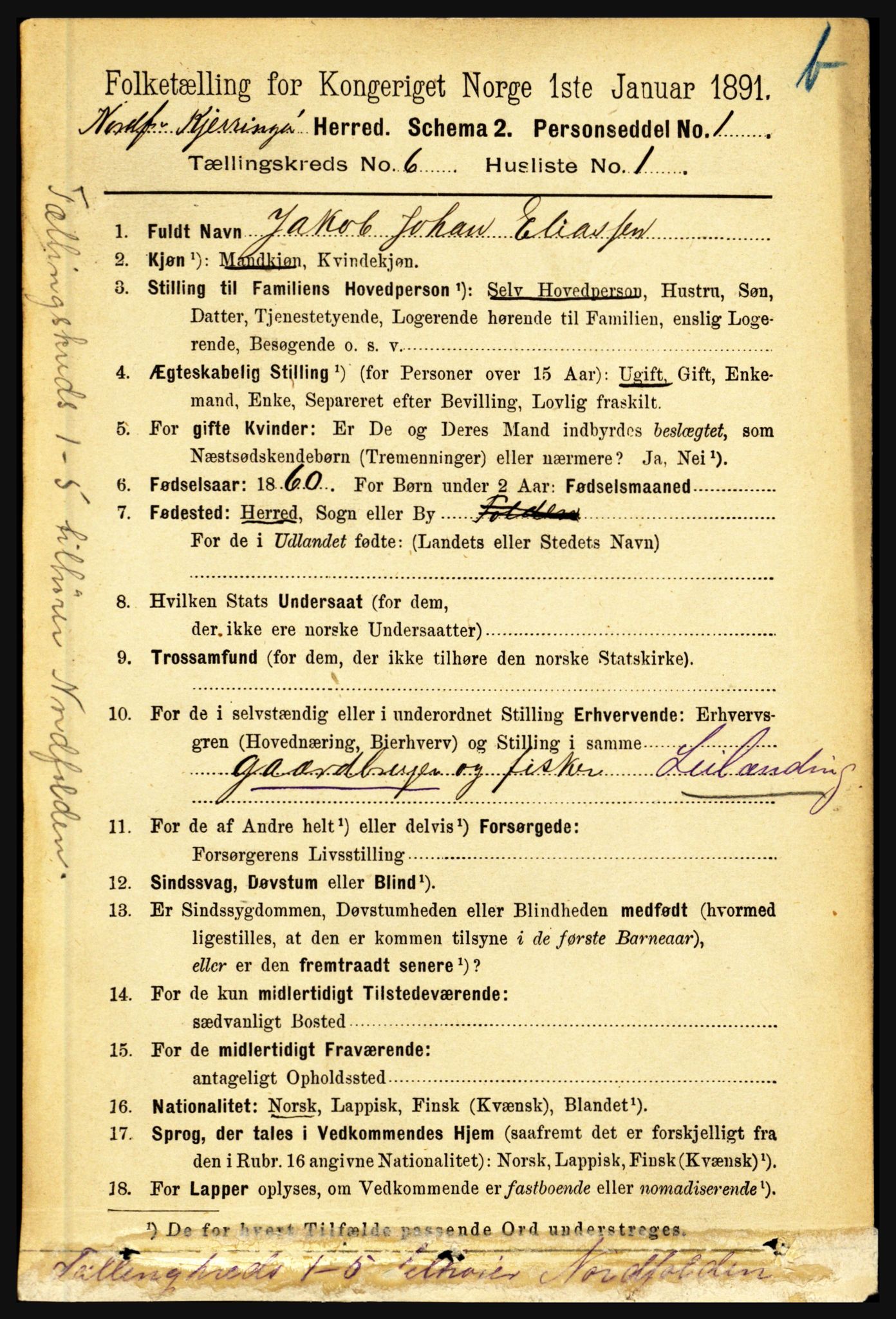 RA, 1891 census for 1846 Nordfold-Kjerringøy, 1891, p. 1409