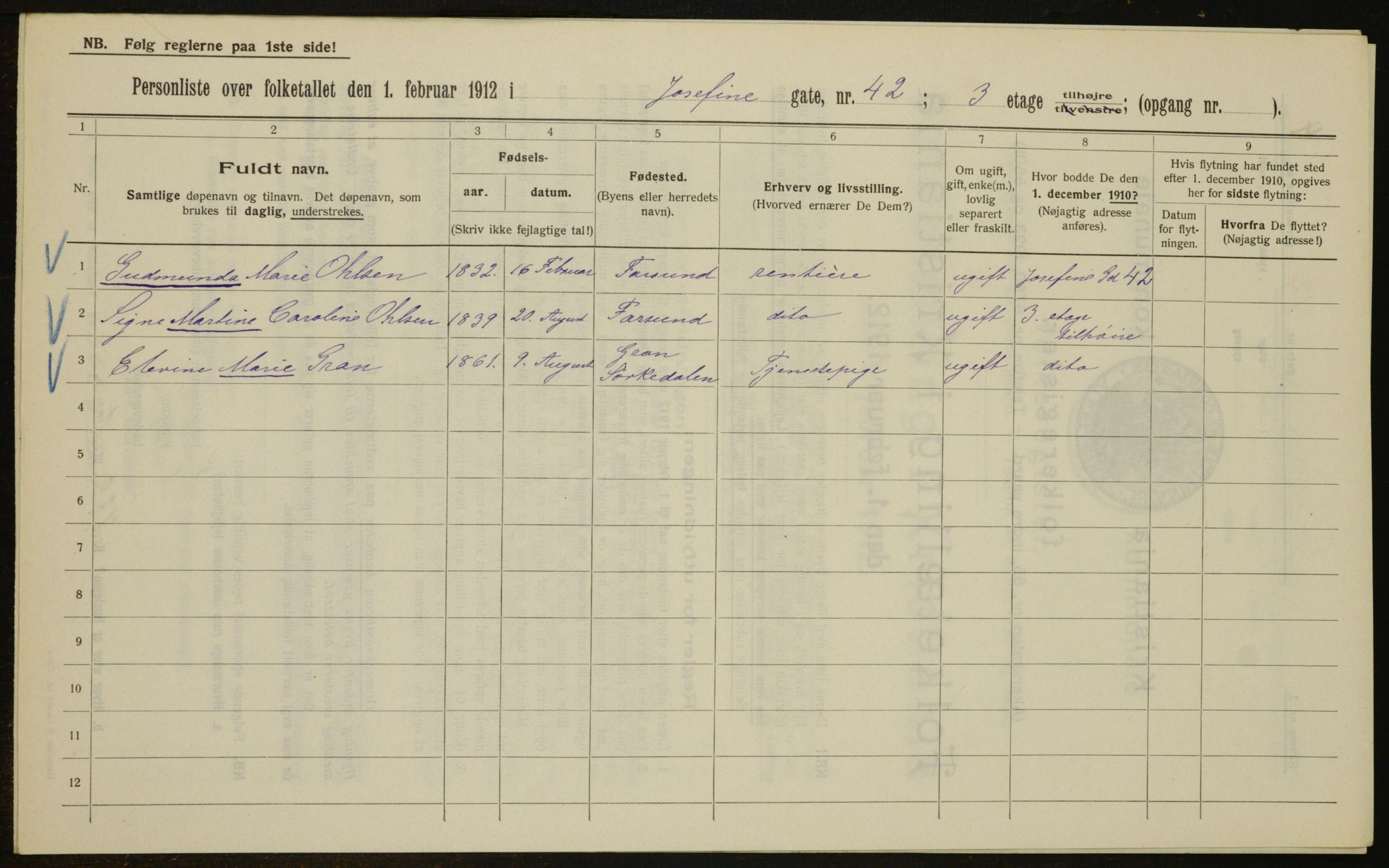 OBA, Municipal Census 1912 for Kristiania, 1912, p. 47915