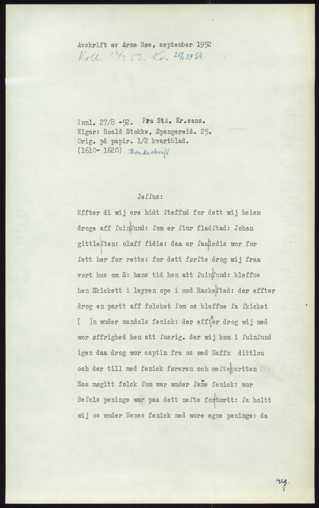 Samlinger til kildeutgivelse, Diplomavskriftsamlingen, AV/RA-EA-4053/H/Ha, p. 3104