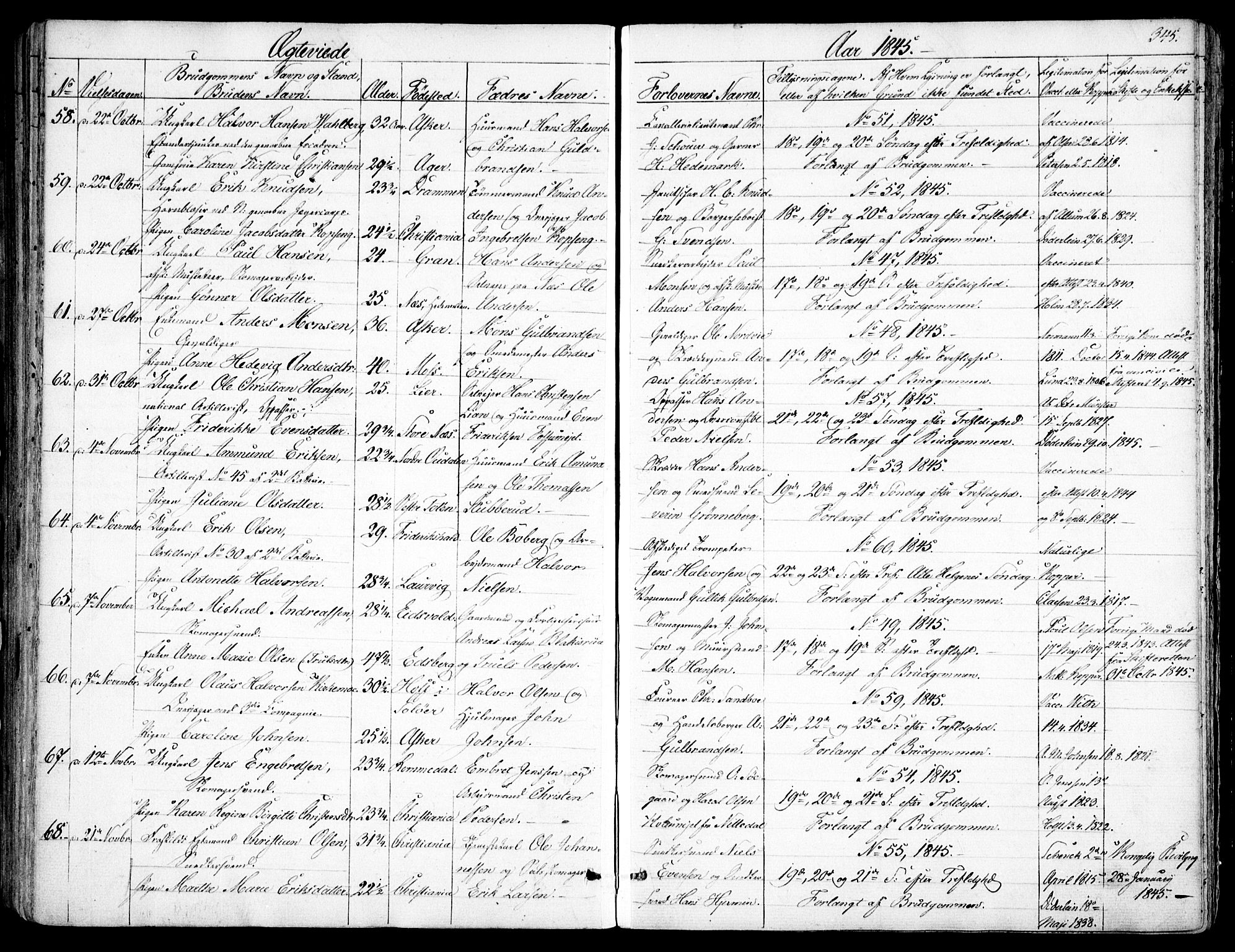 Garnisonsmenigheten Kirkebøker, AV/SAO-A-10846/F/Fa/L0008: Parish register (official) no. 8, 1842-1859, p. 345