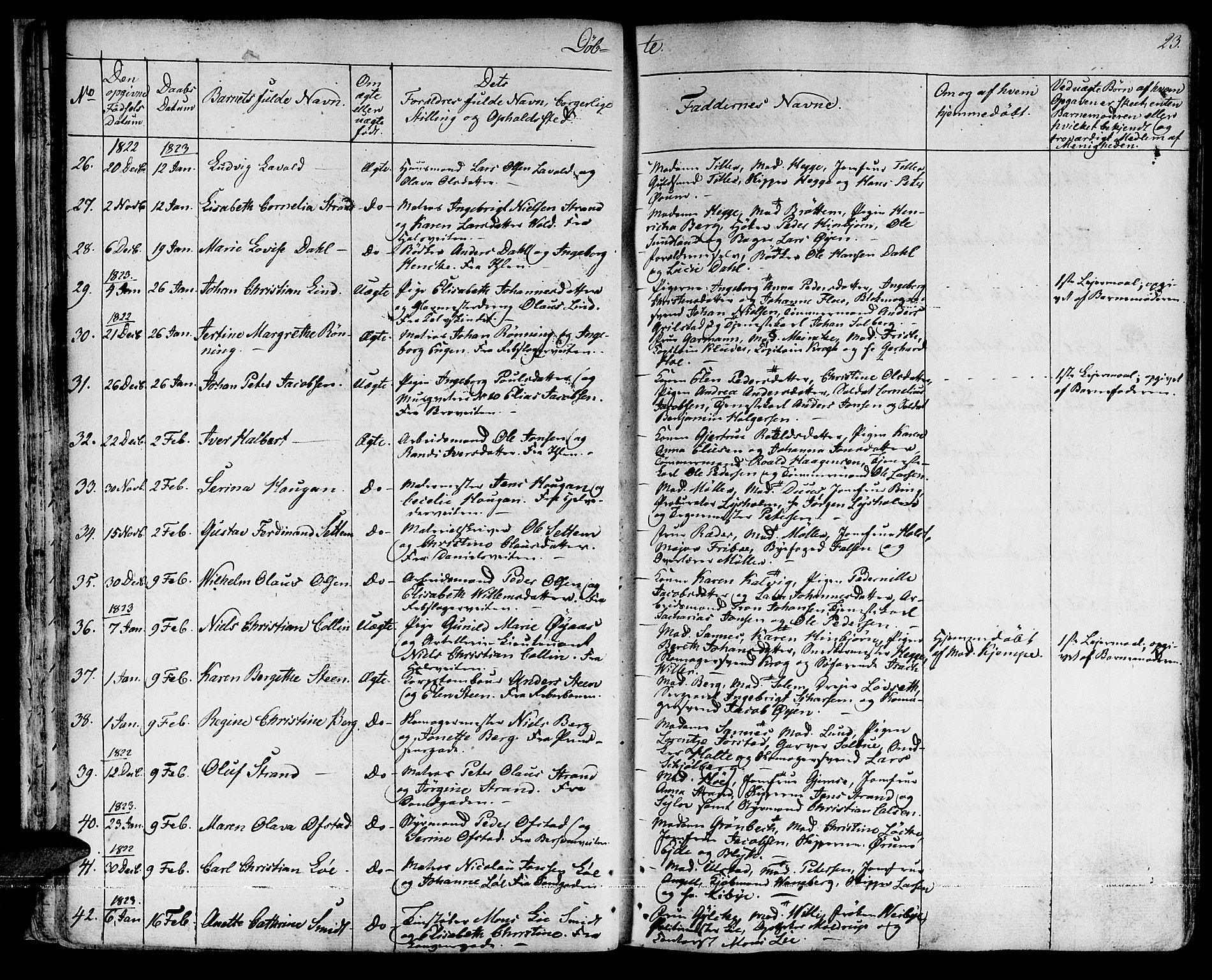 Ministerialprotokoller, klokkerbøker og fødselsregistre - Sør-Trøndelag, SAT/A-1456/601/L0045: Parish register (official) no. 601A13, 1821-1831, p. 23