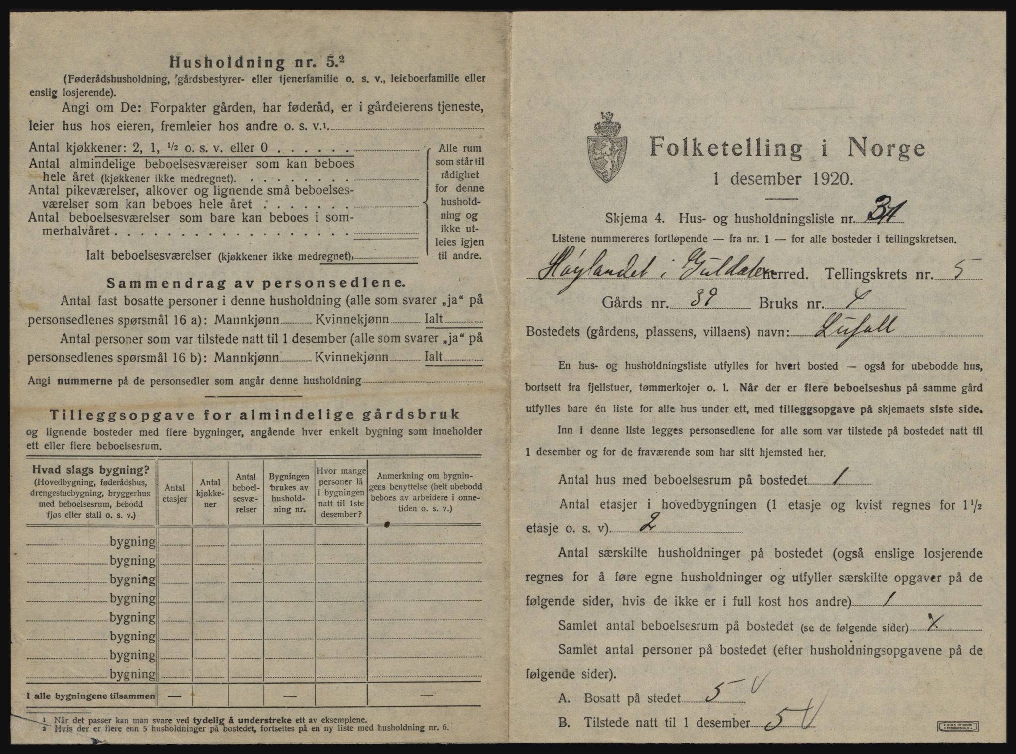 SAT, 1920 census for Hølonda, 1920, p. 401