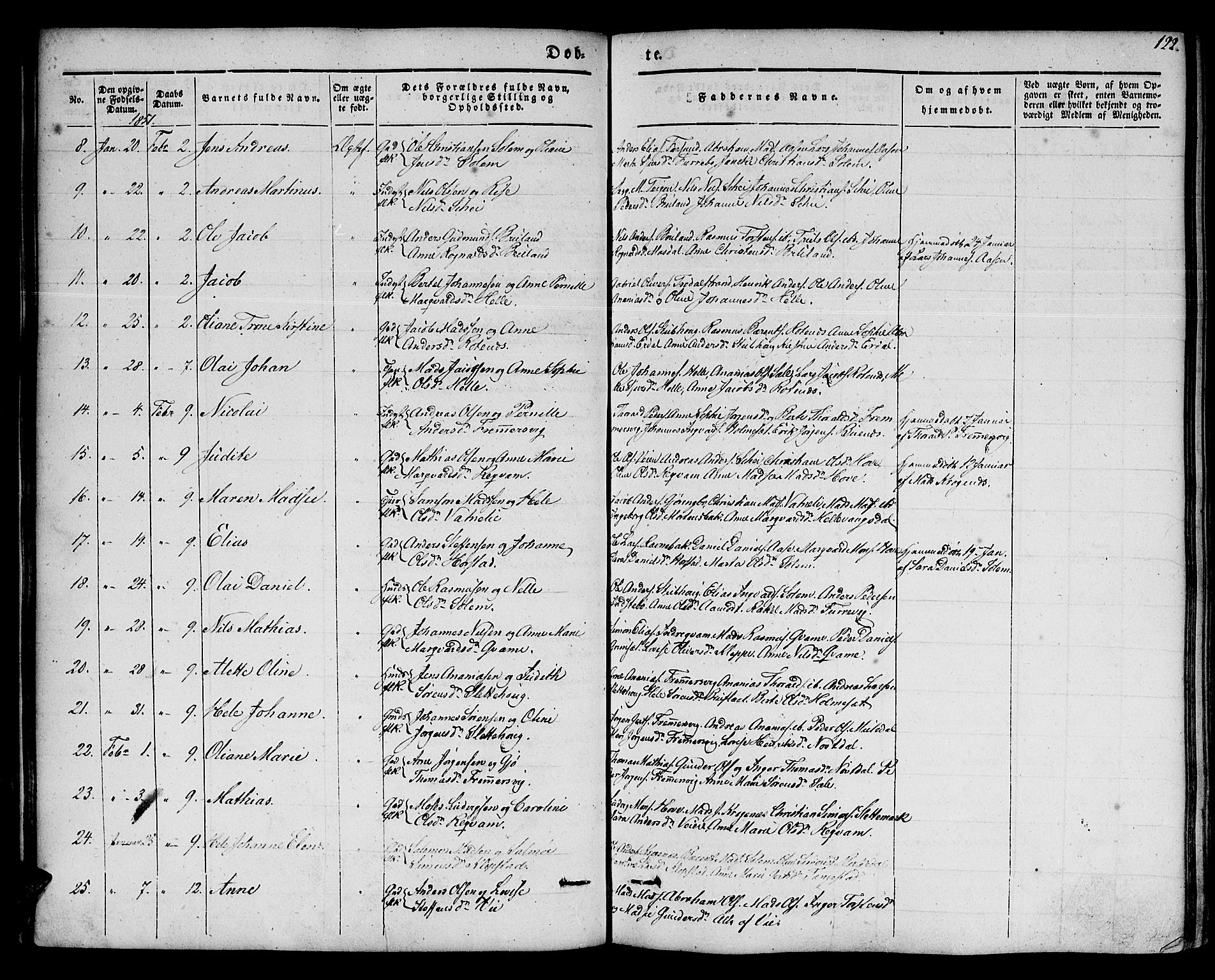 Førde sokneprestembete, SAB/A-79901/H/Haa/Haaa/L0007: Parish register (official) no. A 7, 1843-1860, p. 122