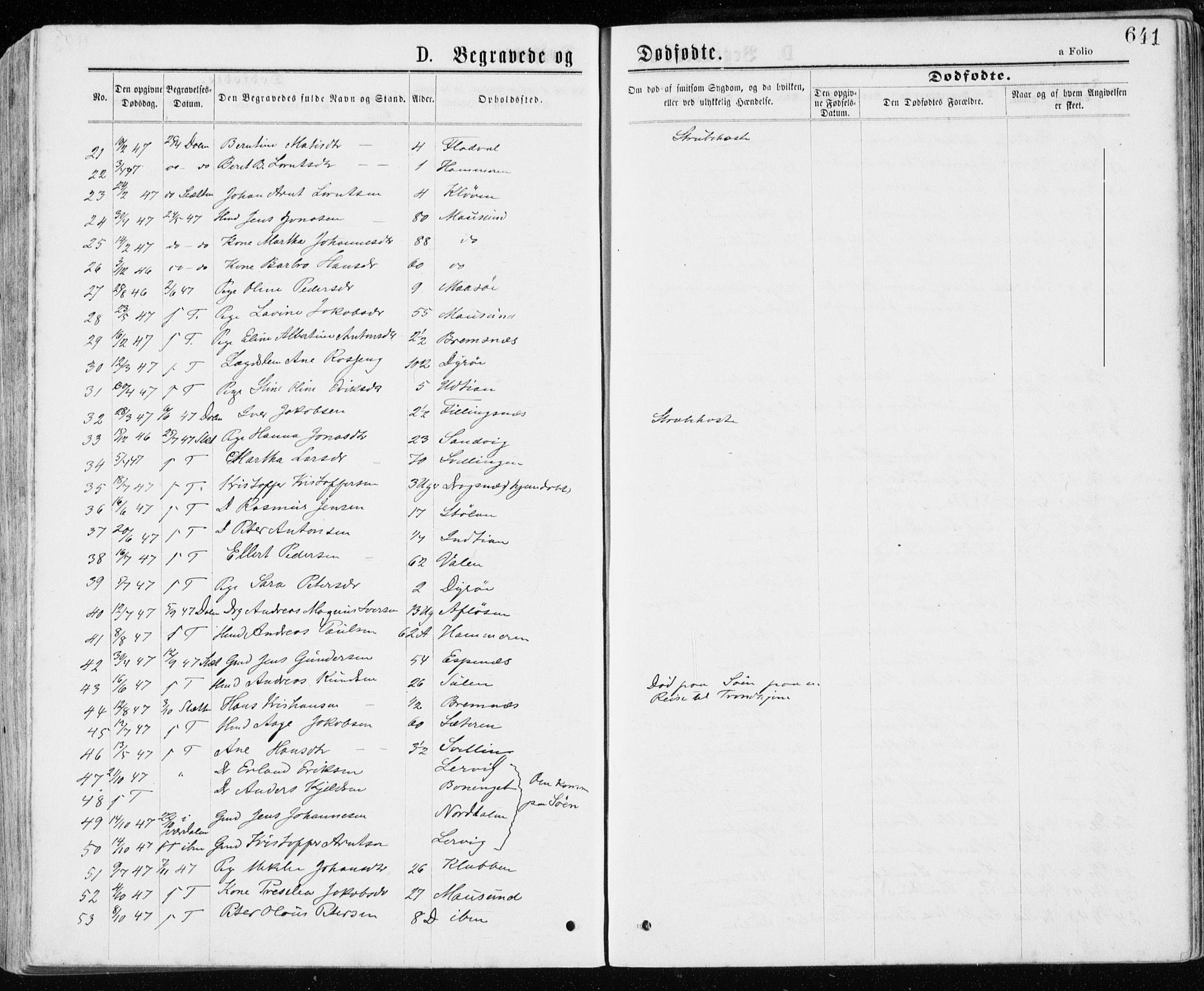 Ministerialprotokoller, klokkerbøker og fødselsregistre - Sør-Trøndelag, AV/SAT-A-1456/640/L0576: Parish register (official) no. 640A01, 1846-1876, p. 641