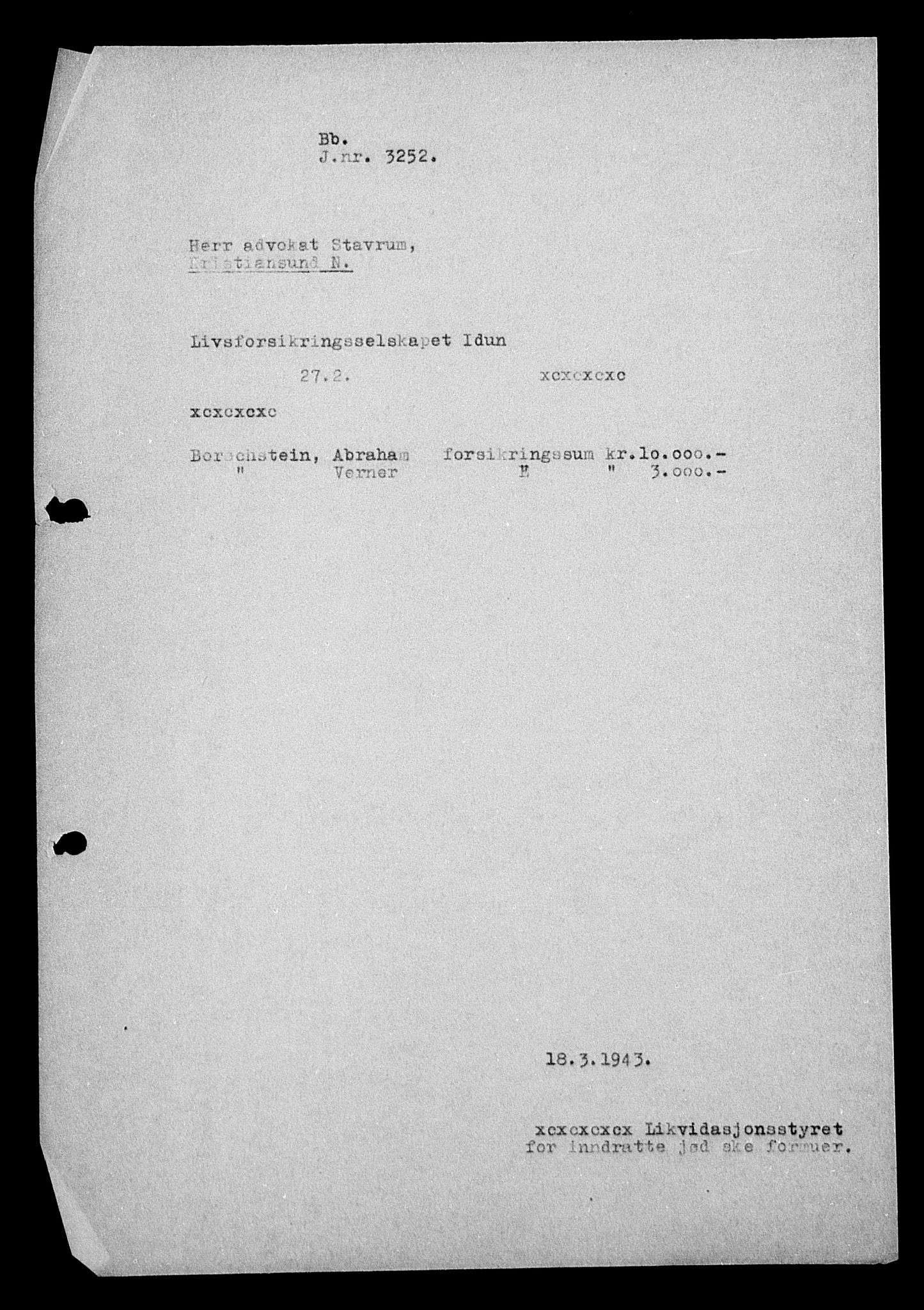 Justisdepartementet, Tilbakeføringskontoret for inndratte formuer, AV/RA-S-1564/H/Hc/Hcb/L0910: --, 1945-1947, p. 396