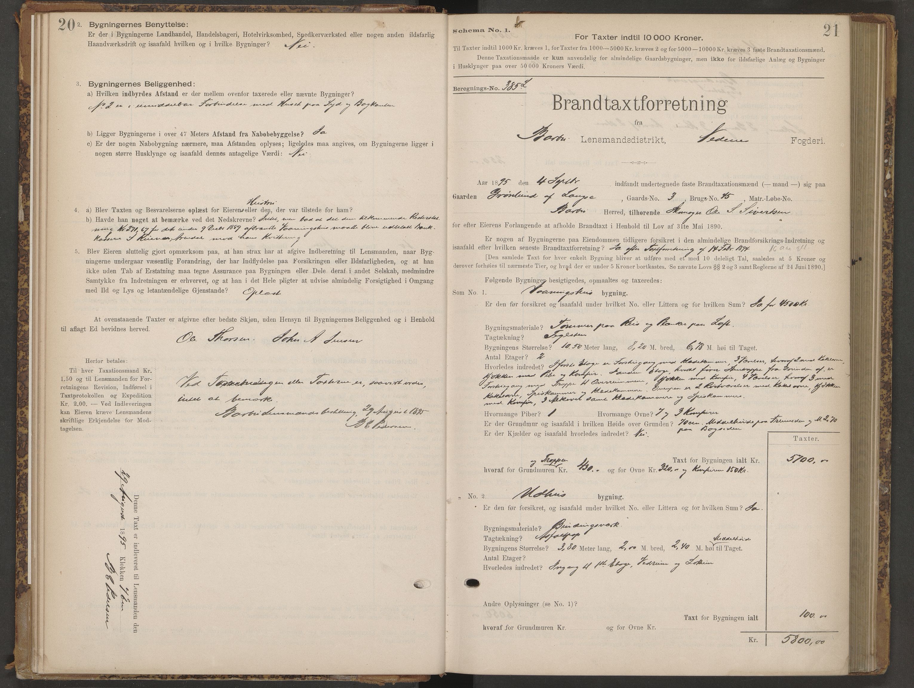 Norges Brannkasse Arendal, AV/SAK-2241-0002/F/Fa/L0024: Branntakstprotokoll nr. 22 for Barbu med gnr./bnr.register, 1895-1901