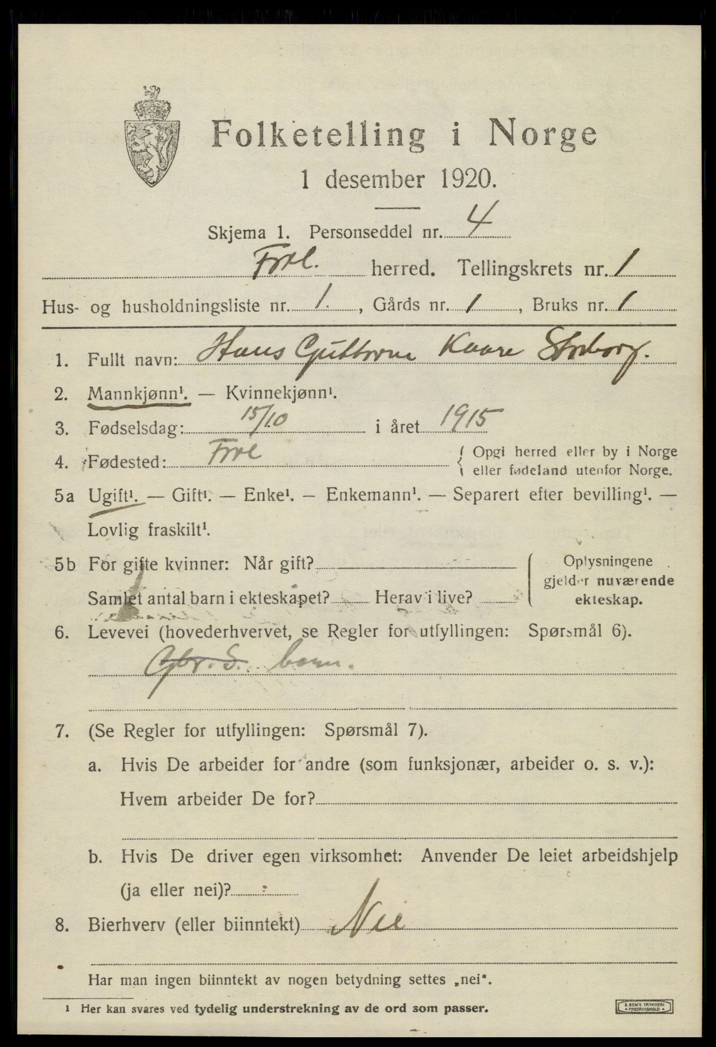 SAT, 1920 census for Frol, 1920, p. 893