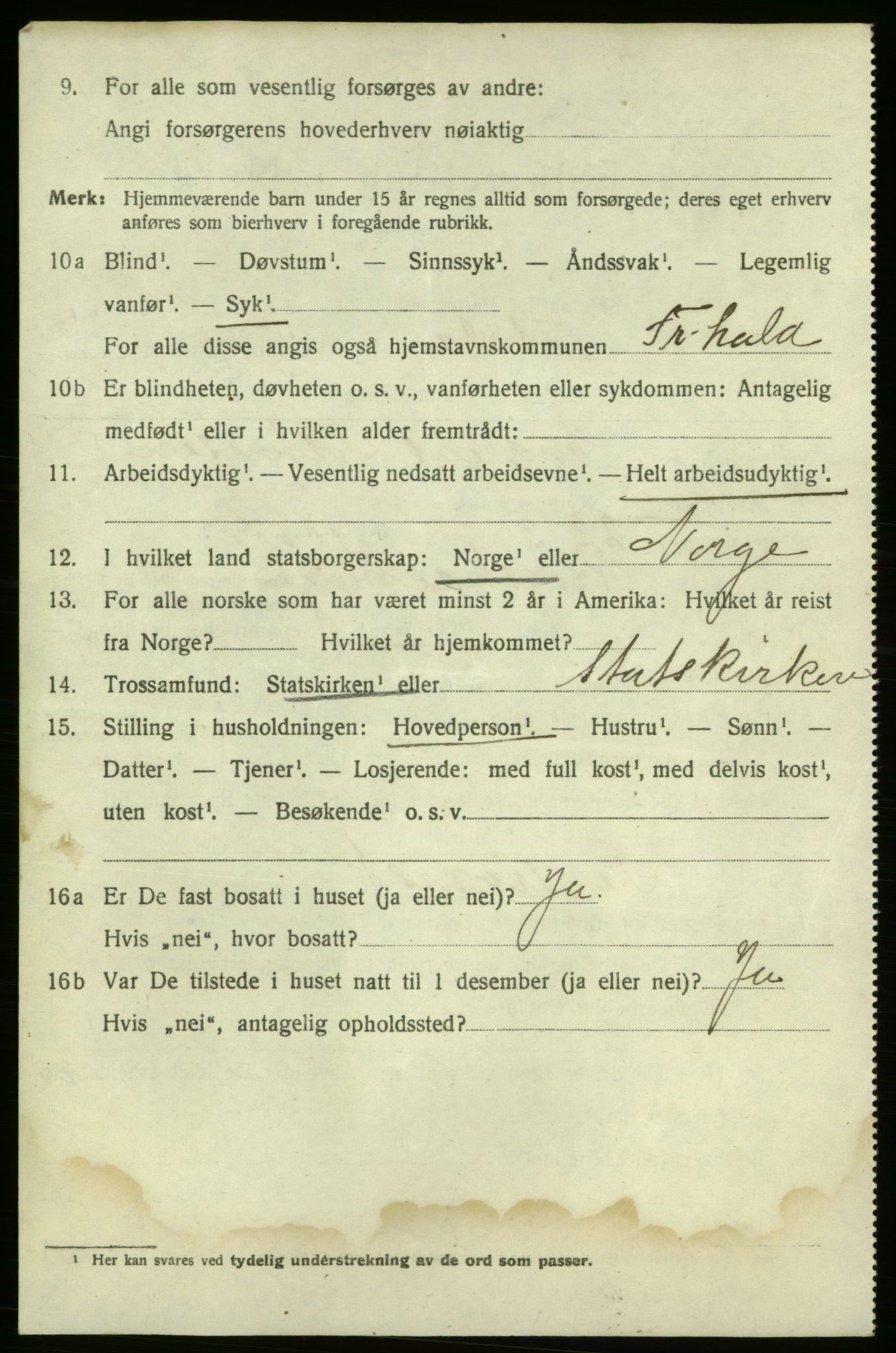 SAO, 1920 census for Fredrikshald, 1920, p. 26529