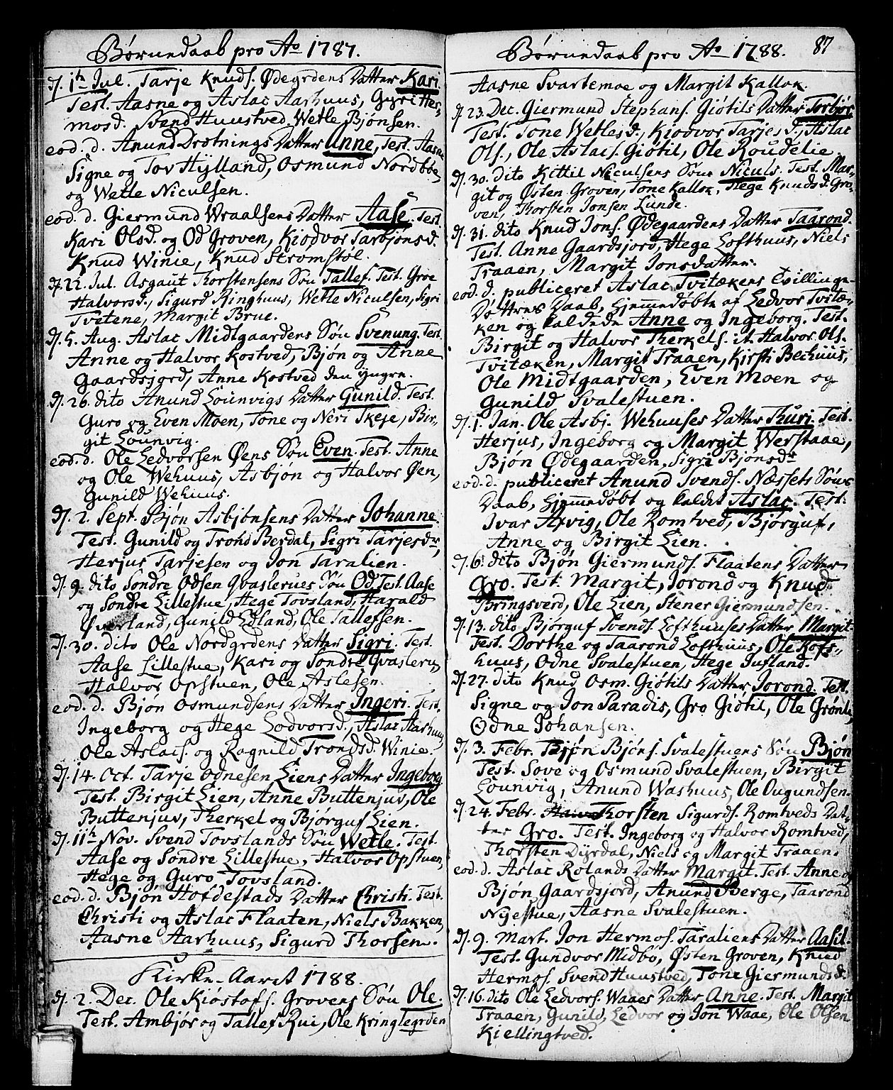 Vinje kirkebøker, SAKO/A-312/F/Fa/L0002: Parish register (official) no. I 2, 1767-1814, p. 87