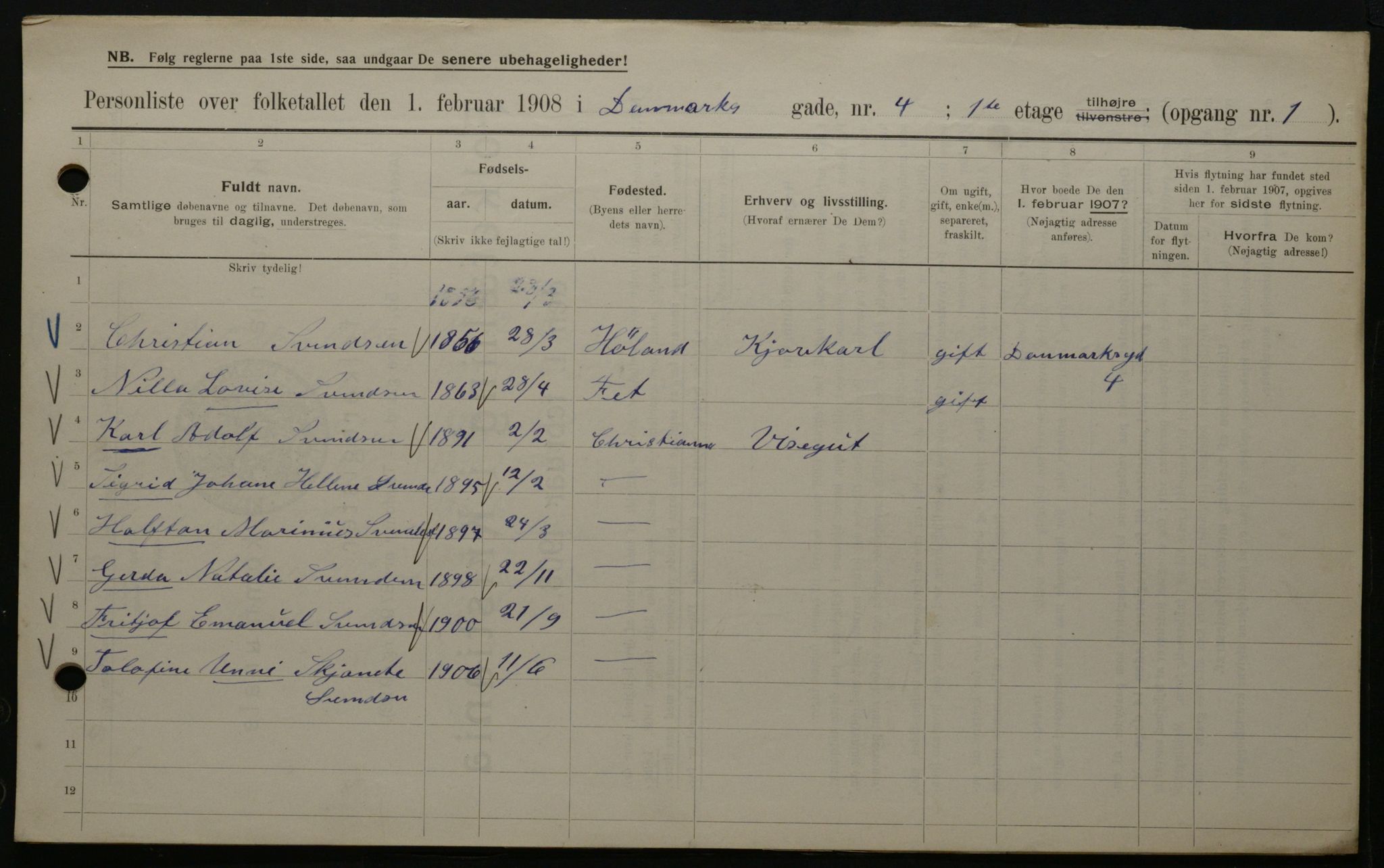 OBA, Municipal Census 1908 for Kristiania, 1908, p. 13641