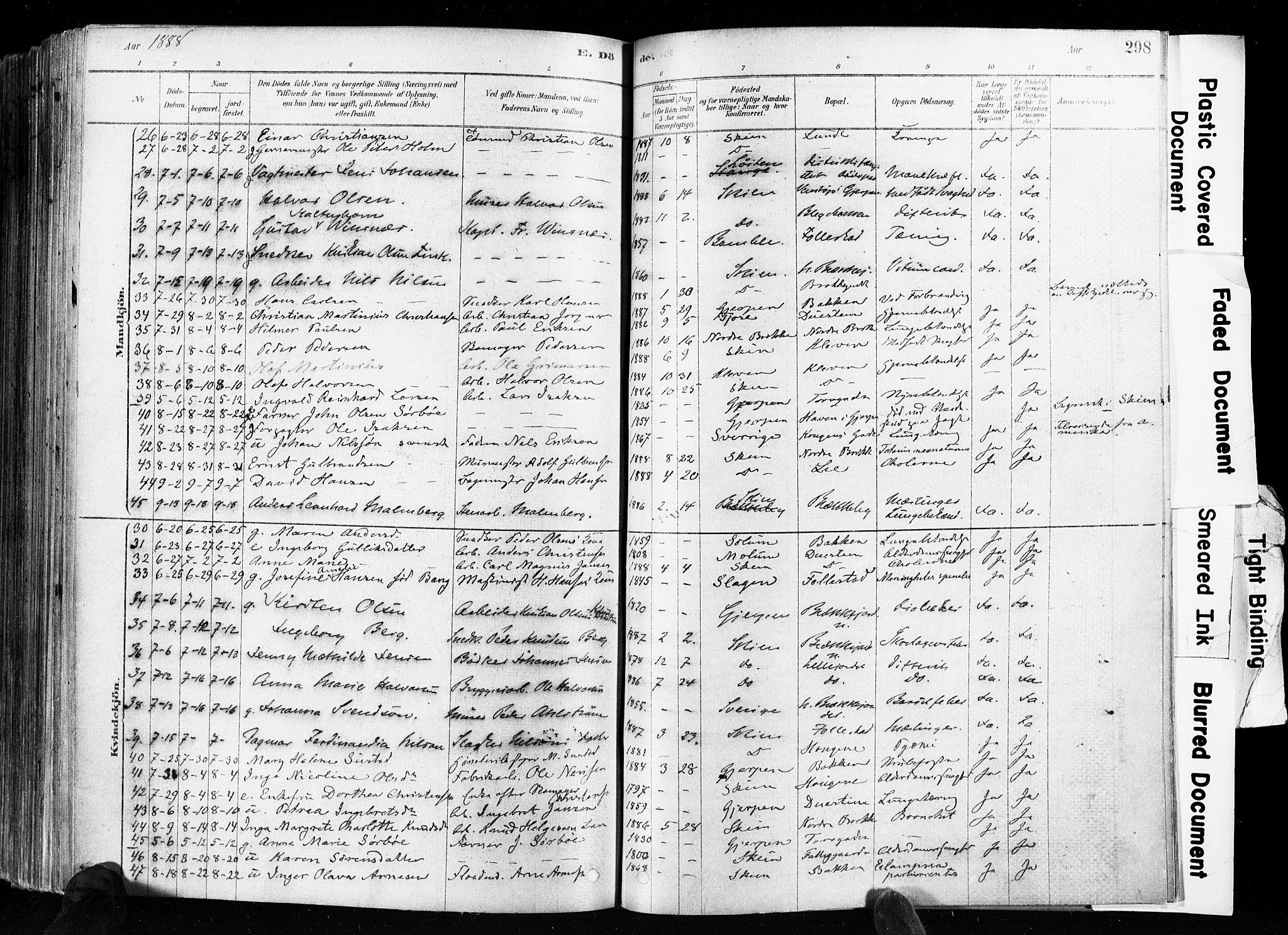 Skien kirkebøker, AV/SAKO-A-302/F/Fa/L0009: Parish register (official) no. 9, 1878-1890, p. 298