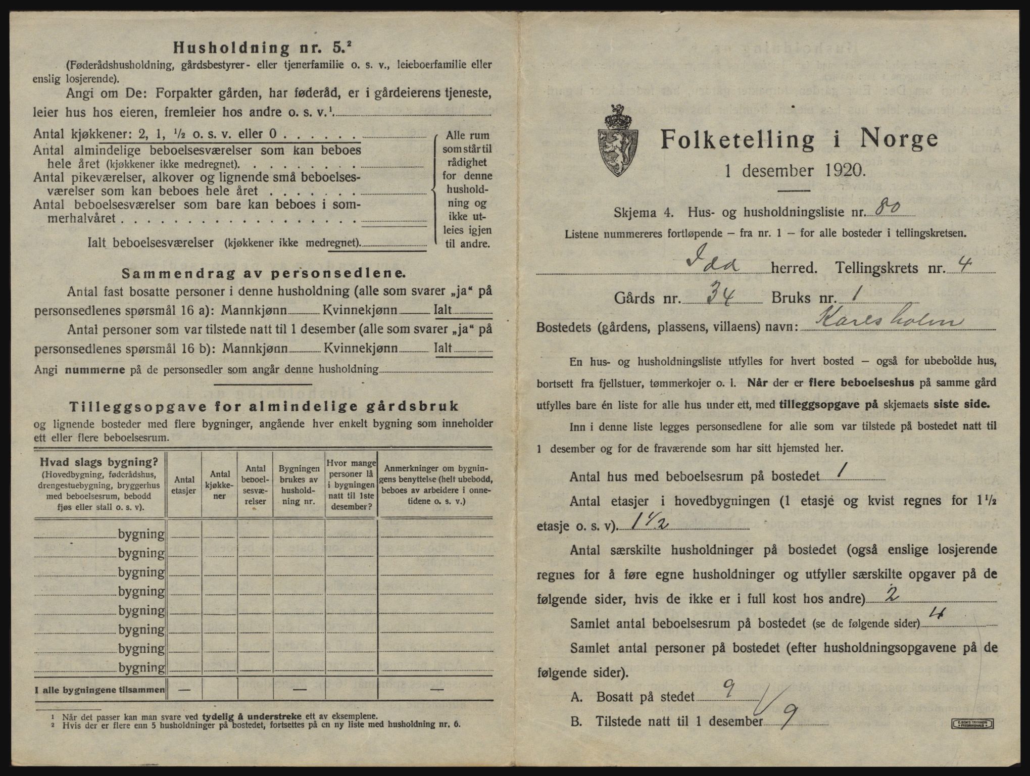 SAO, 1920 census for Idd, 1920, p. 690