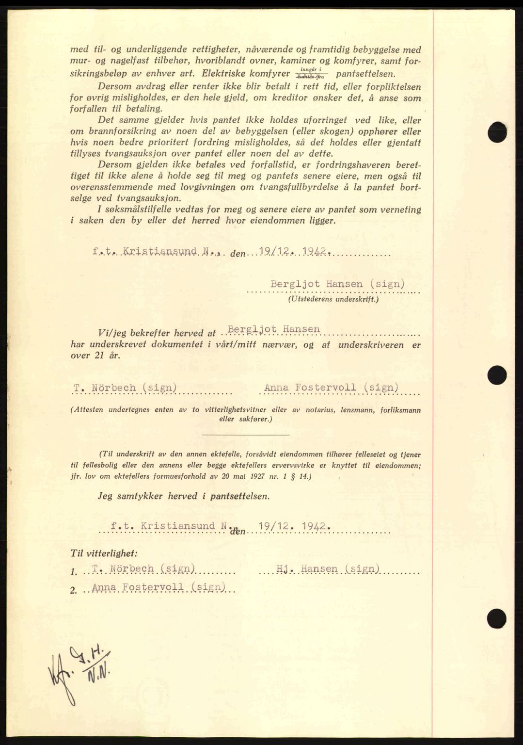 Nordmøre sorenskriveri, AV/SAT-A-4132/1/2/2Ca: Mortgage book no. B90, 1942-1943, Diary no: : 3421/1942