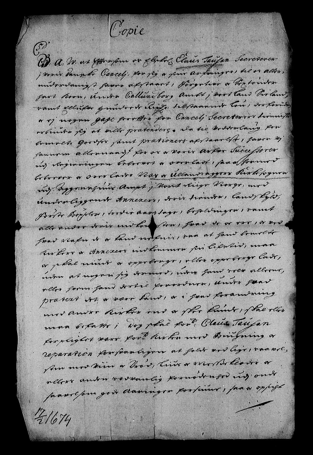 Stattholderembetet 1572-1771, RA/EA-2870/Af/L0001: Avskrifter av vedlegg til originale supplikker, nummerert i samsvar med supplikkbøkene, 1683-1687, p. 9