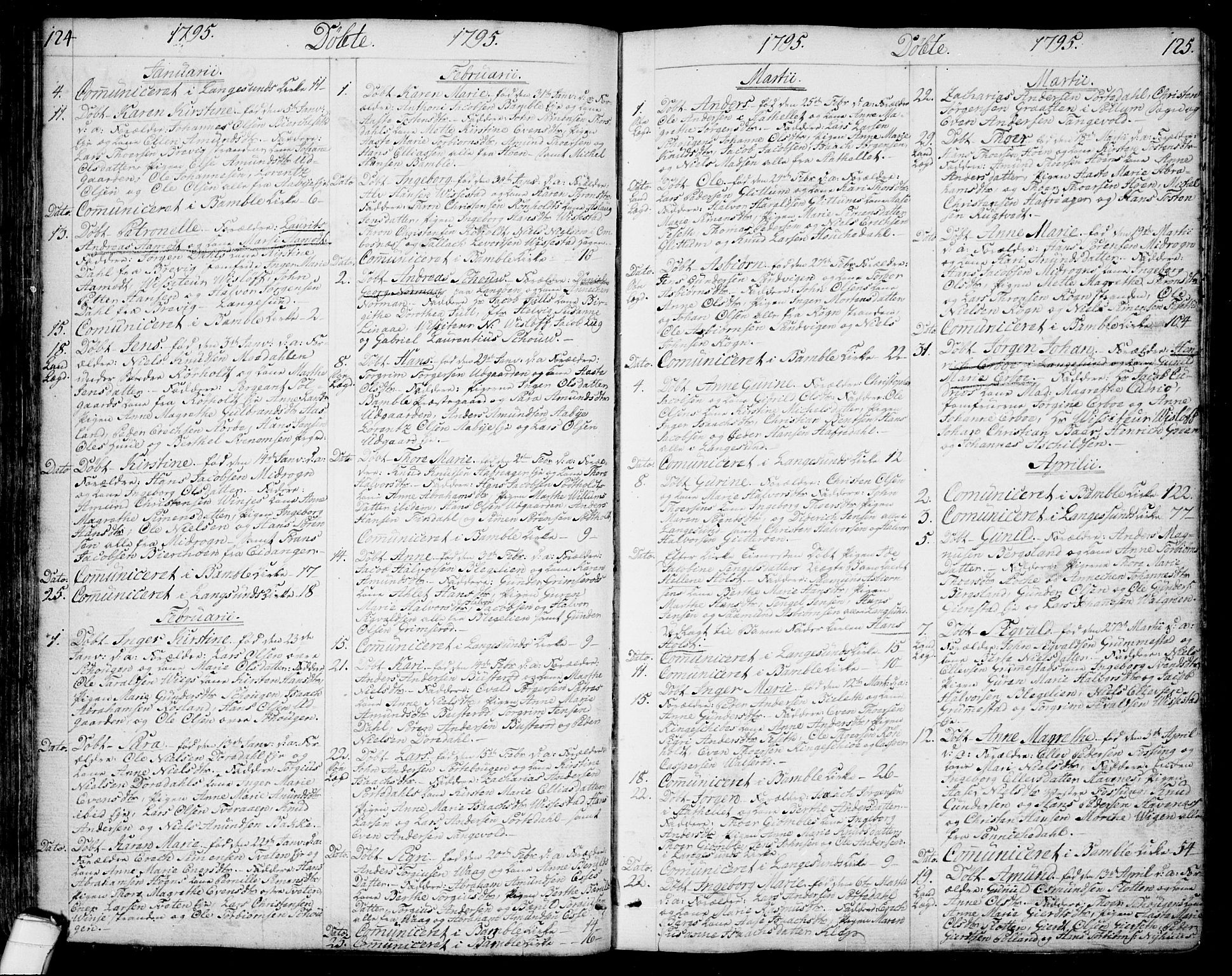 Bamble kirkebøker, SAKO/A-253/F/Fa/L0002: Parish register (official) no. I 2, 1775-1814, p. 124-125