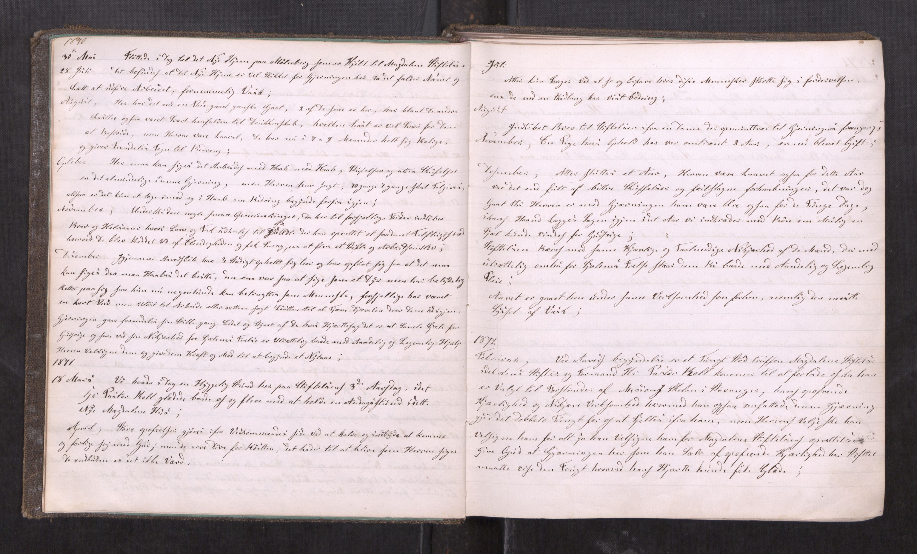 Kvindehjemmet i Trondhjem - Magdalenastiftelsen, AV/SAT-PA-0323/F/L0002: Dagbok for Asylet Magdalenastiftelsen, bestyrerinne, 1868-1905