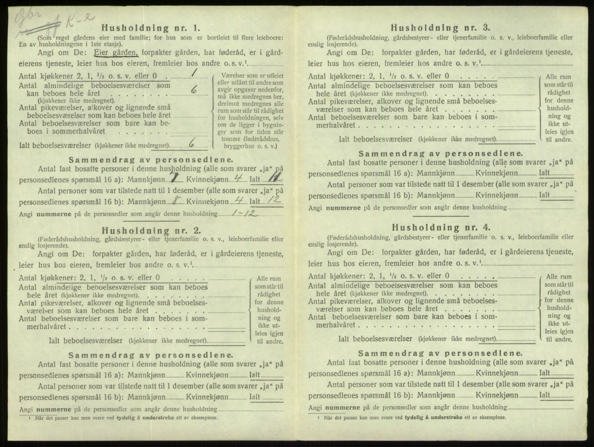 SAB, 1920 census for Hornindal, 1920, p. 424