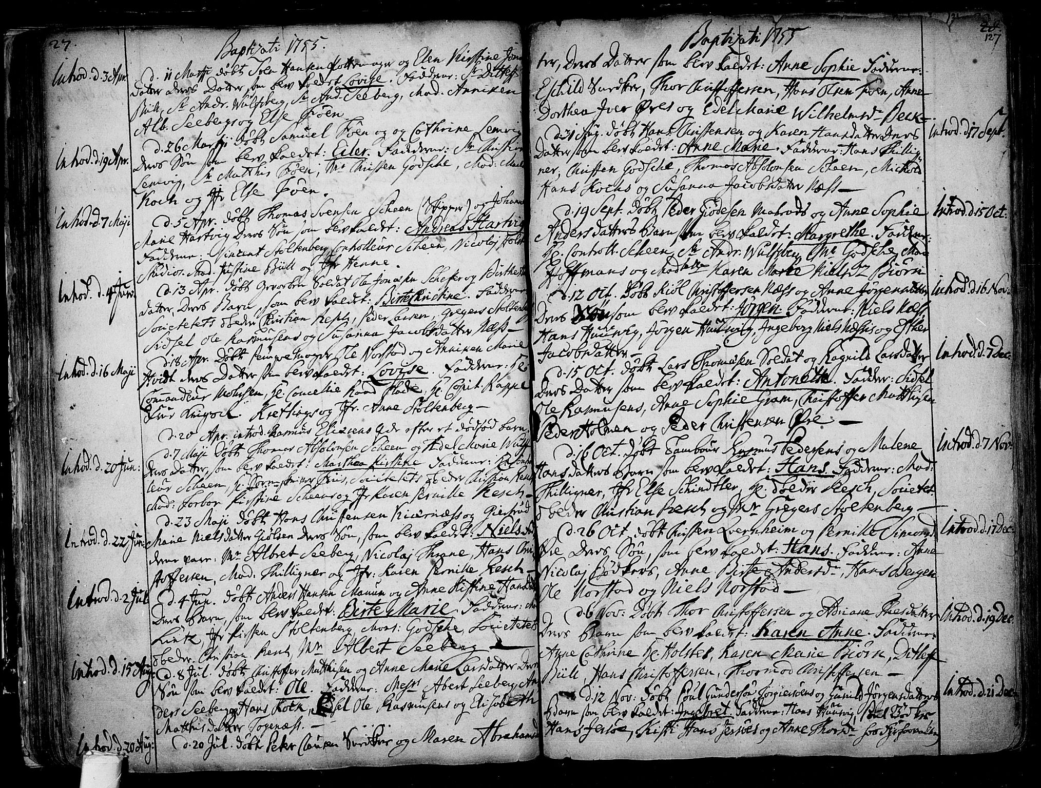 Tønsberg kirkebøker, AV/SAKO-A-330/F/Fa/L0001: Parish register (official) no. I 1, 1688-1760, p. 126-127