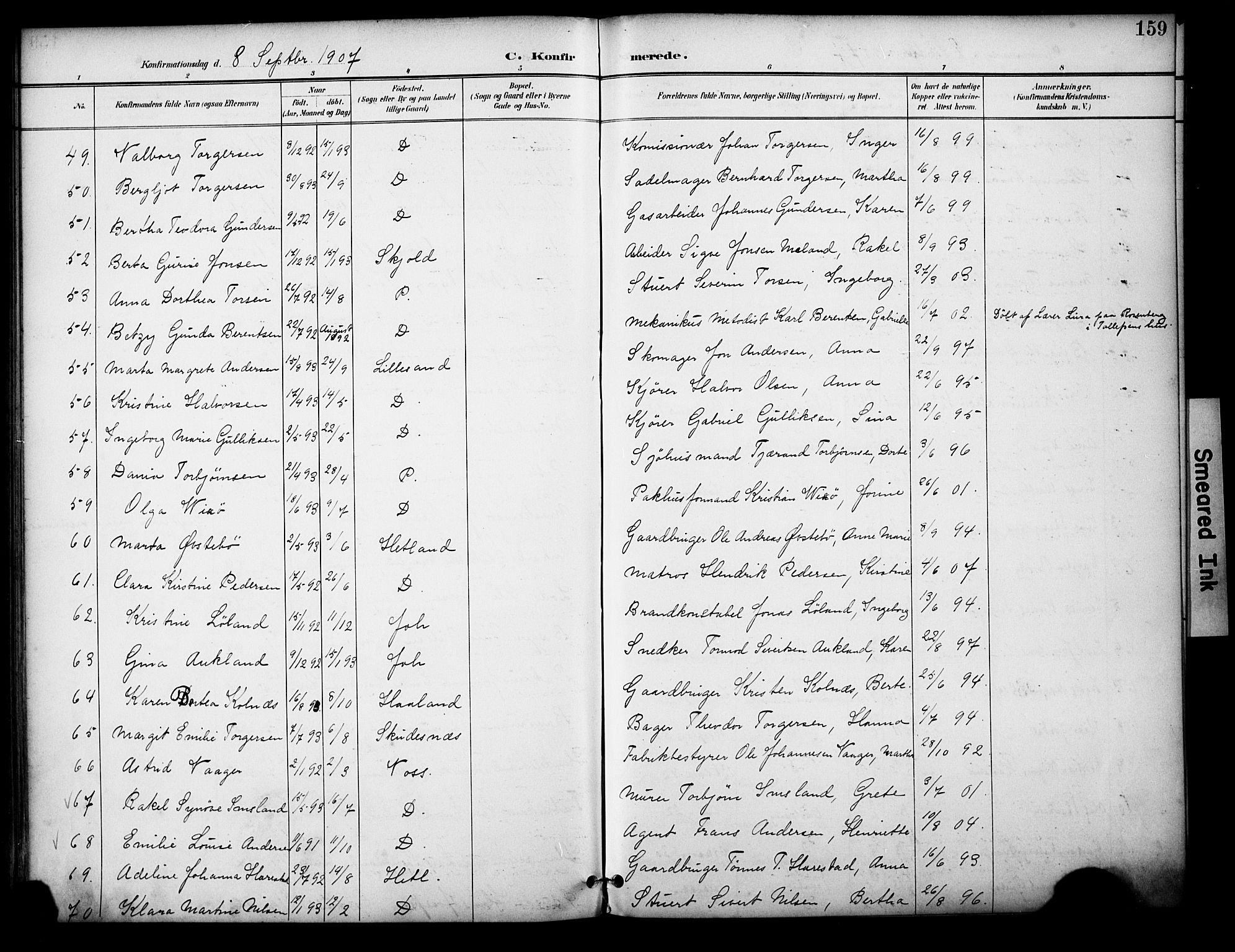 Domkirken sokneprestkontor, SAST/A-101812/001/30/30BA/L0031: Parish register (official) no. A 30, 1896-1916, p. 159