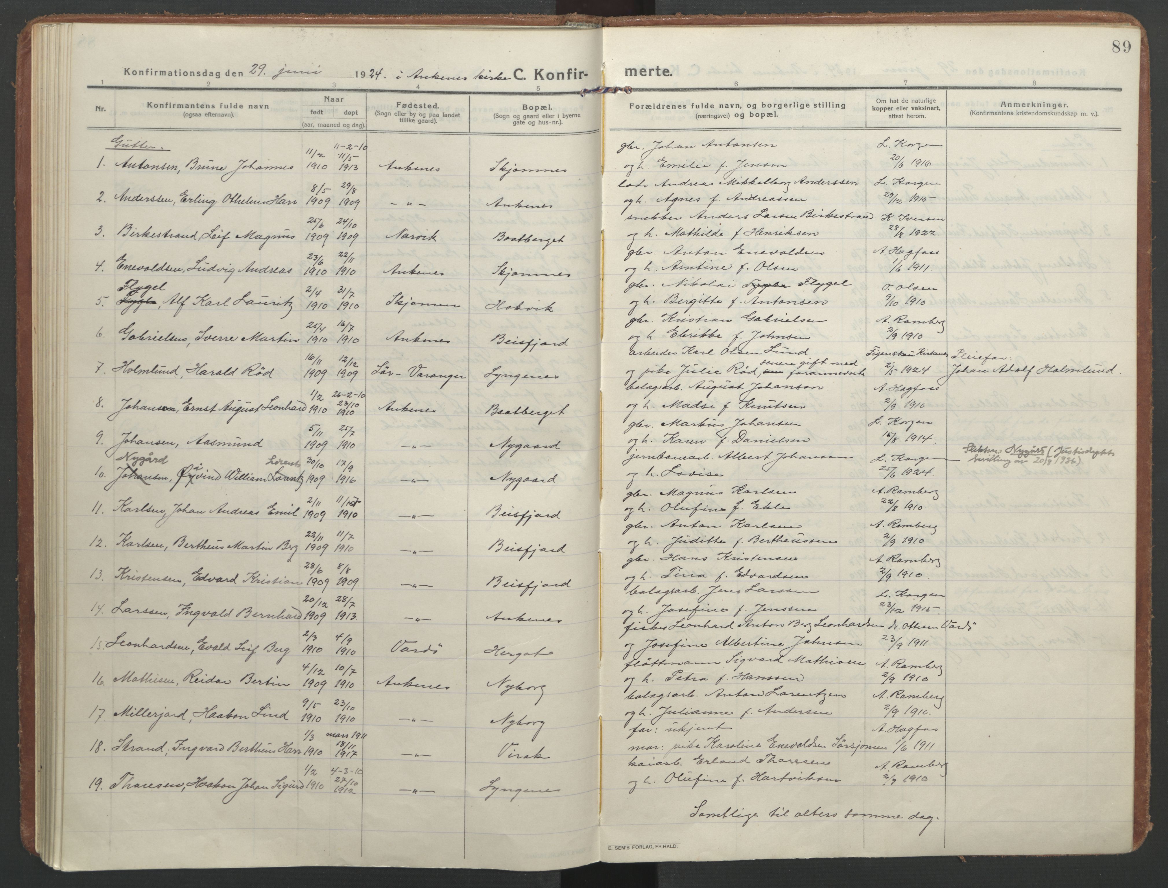 Ministerialprotokoller, klokkerbøker og fødselsregistre - Nordland, AV/SAT-A-1459/866/L0944: Parish register (official) no. 866A07, 1906-1926, p. 89