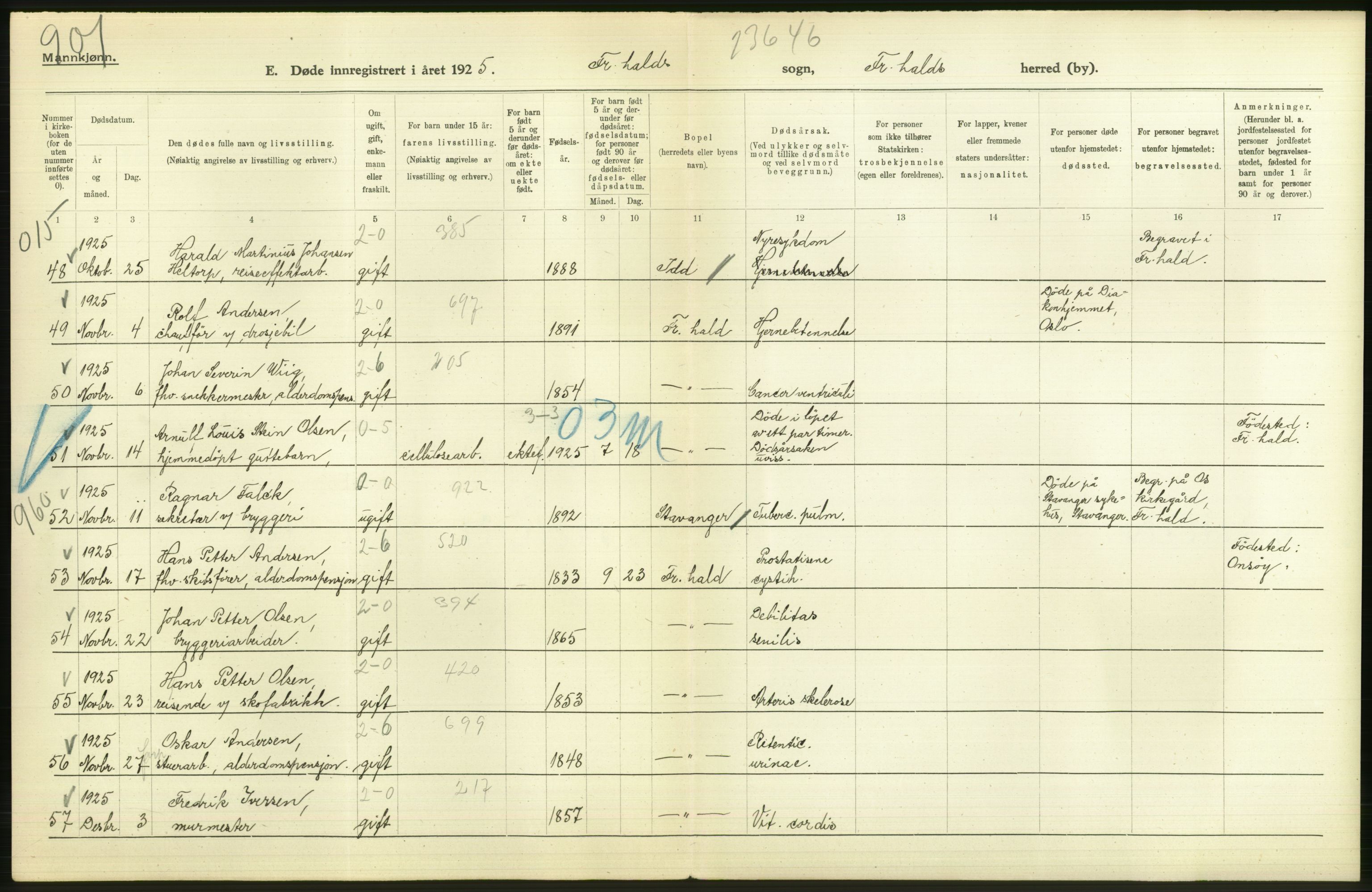 Statistisk sentralbyrå, Sosiodemografiske emner, Befolkning, AV/RA-S-2228/D/Df/Dfc/Dfce/L0002: Østfold fylke: Gifte, døde. Bygder og byer., 1925, p. 6