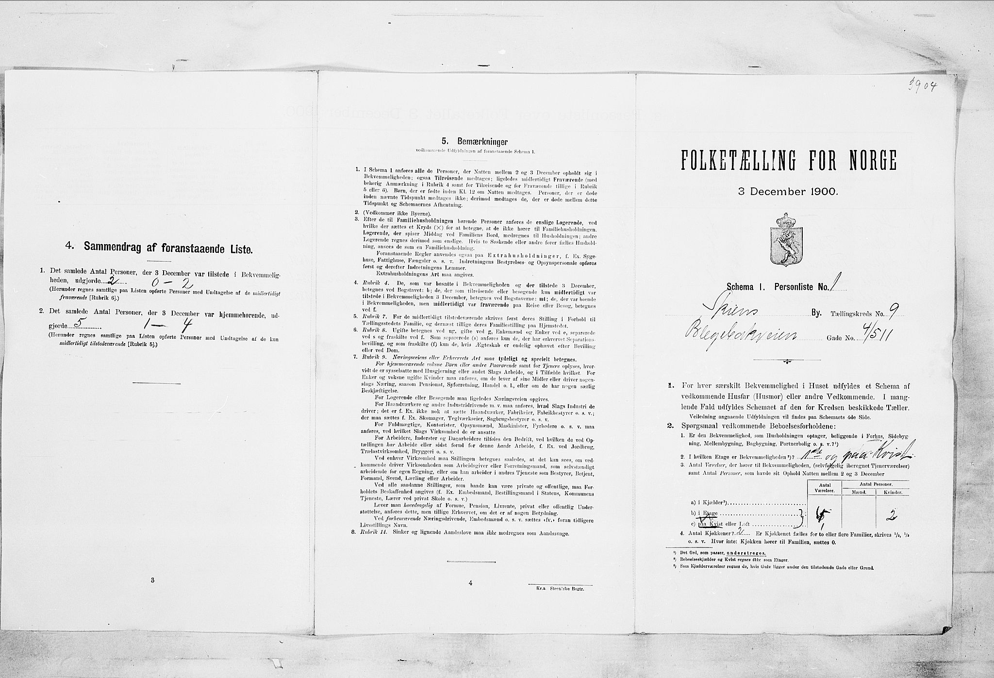 SAKO, 1900 census for Skien, 1900, p. 1434