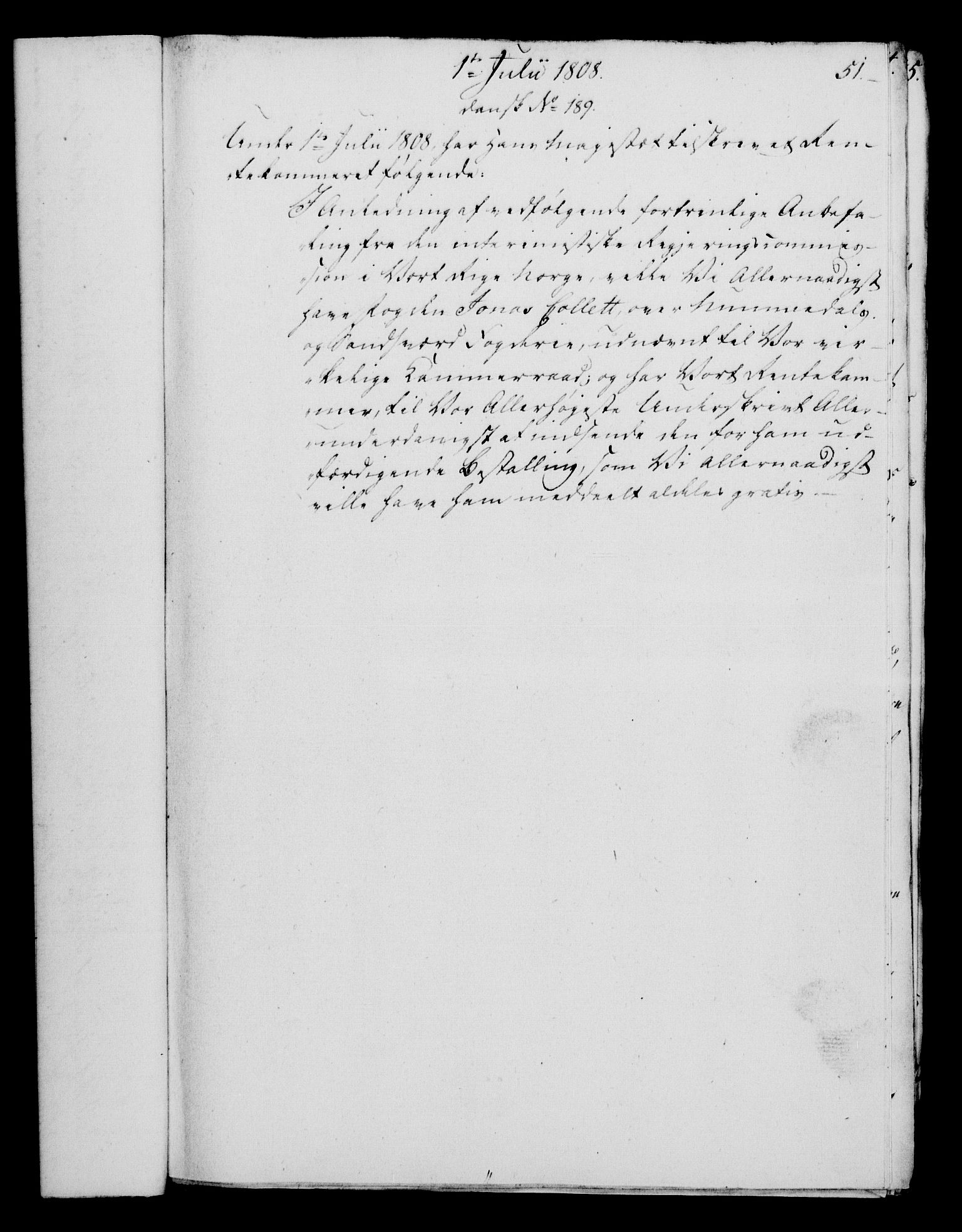 Rentekammeret, Kammerkanselliet, RA/EA-3111/G/Gf/Gfa/L0090: Norsk relasjons- og resolusjonsprotokoll (merket RK 52.90), 1808, p. 257