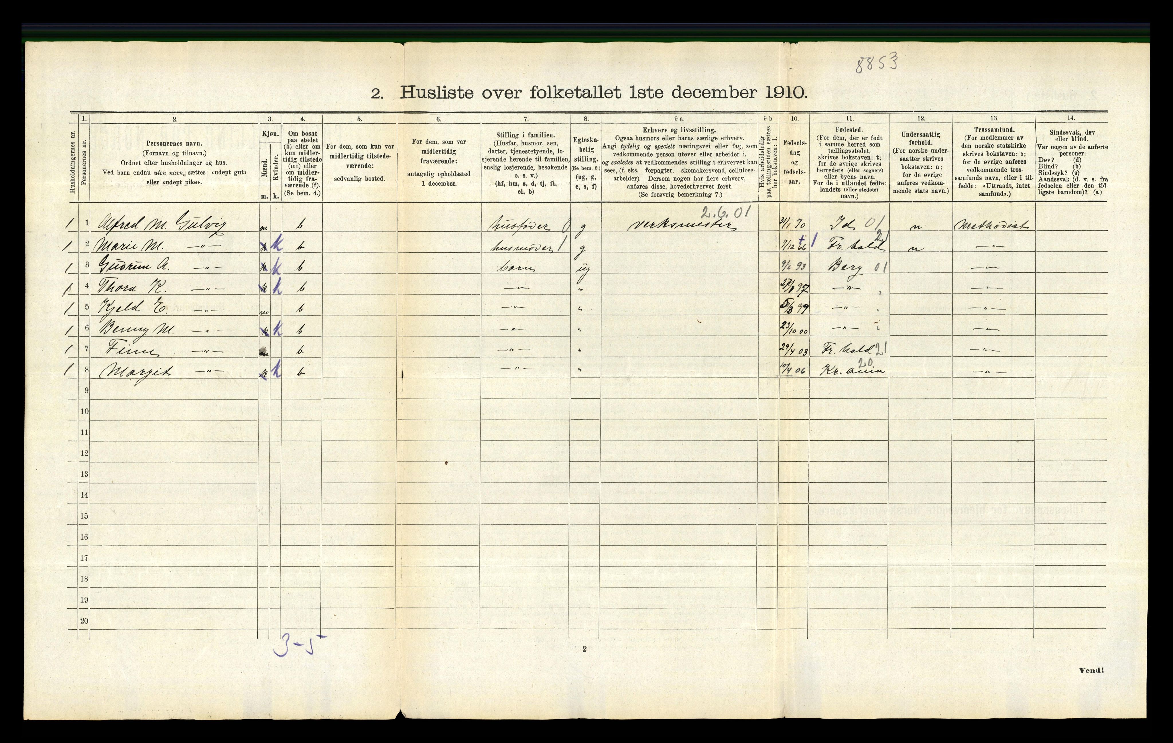 RA, 1910 census for Fauske, 1910, p. 921