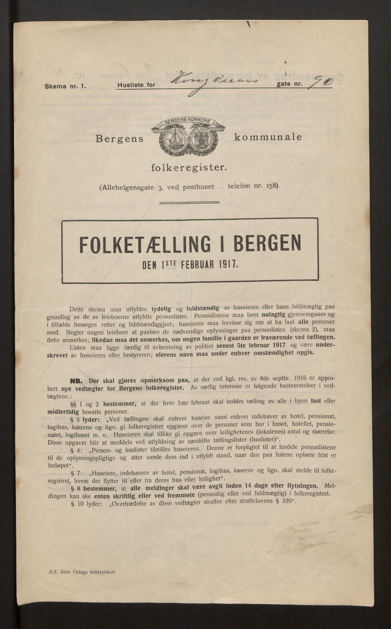 SAB, Municipal Census 1917 for Bergen, 1917, p. 19400