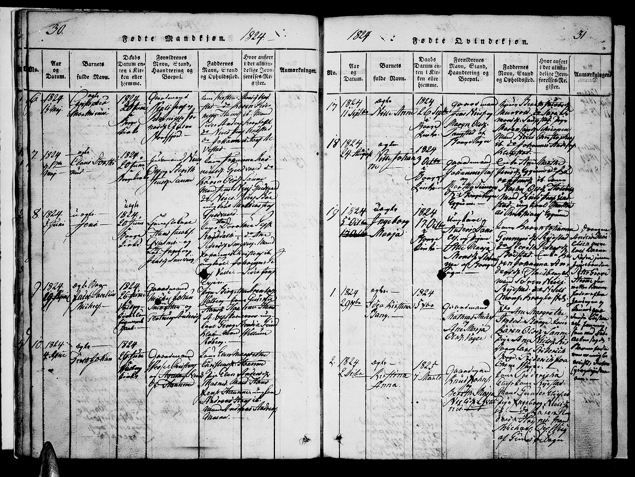 Ministerialprotokoller, klokkerbøker og fødselsregistre - Nordland, SAT/A-1459/880/L1130: Parish register (official) no. 880A04, 1821-1843, p. 30-31