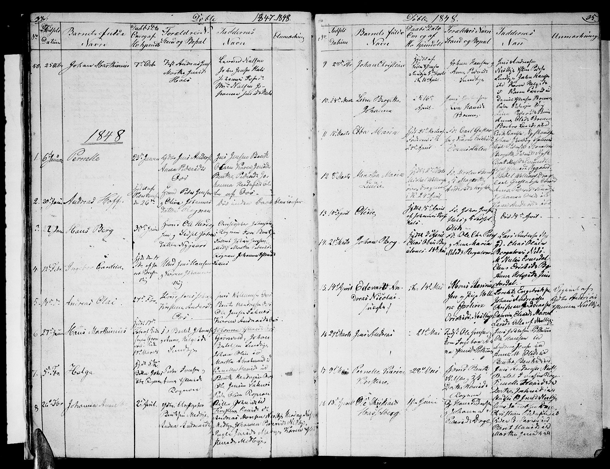 Ministerialprotokoller, klokkerbøker og fødselsregistre - Nordland, SAT/A-1459/847/L0677: Parish register (copy) no. 847C05, 1842-1853, p. 34-35