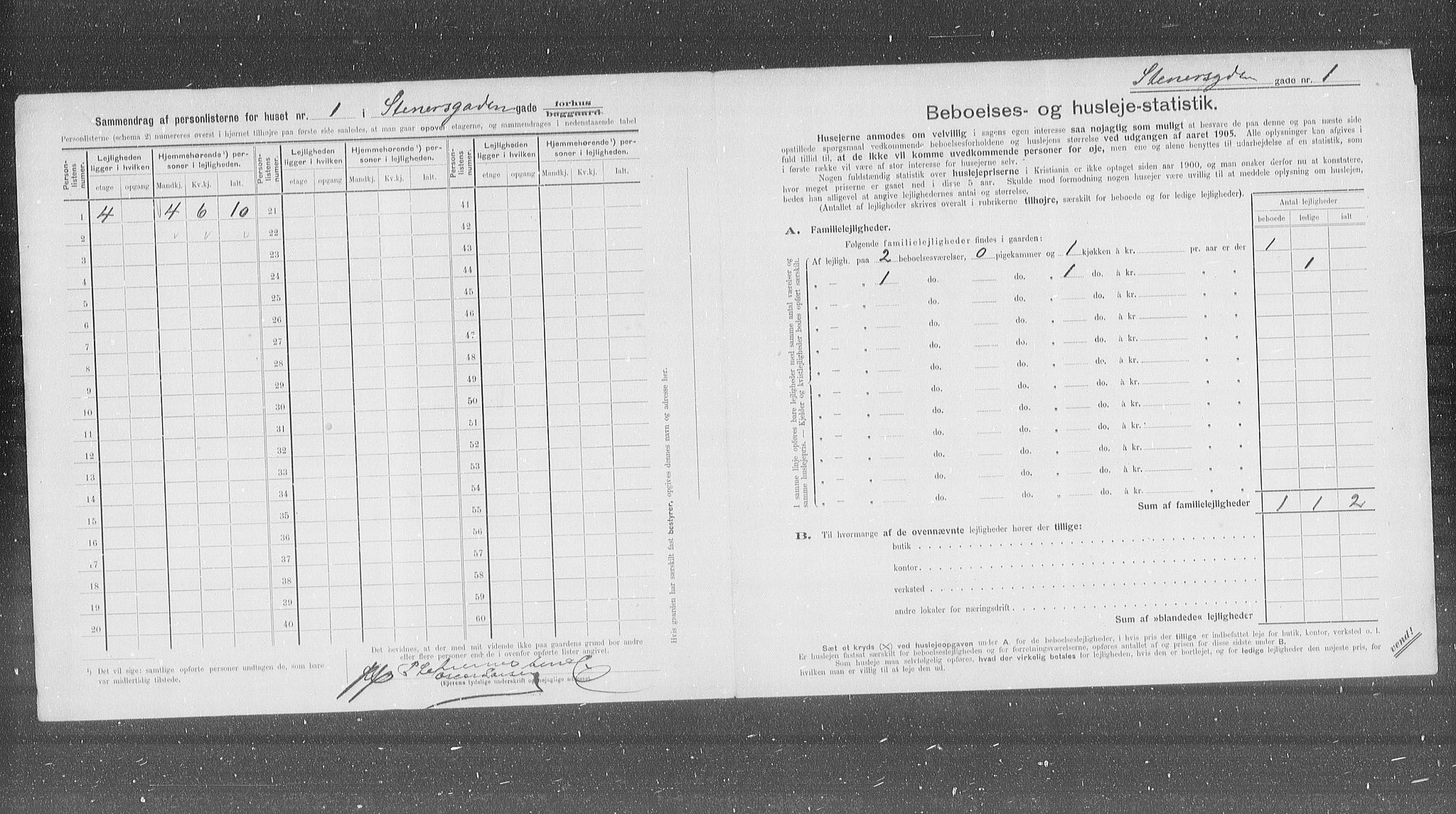OBA, Municipal Census 1905 for Kristiania, 1905, p. 52140