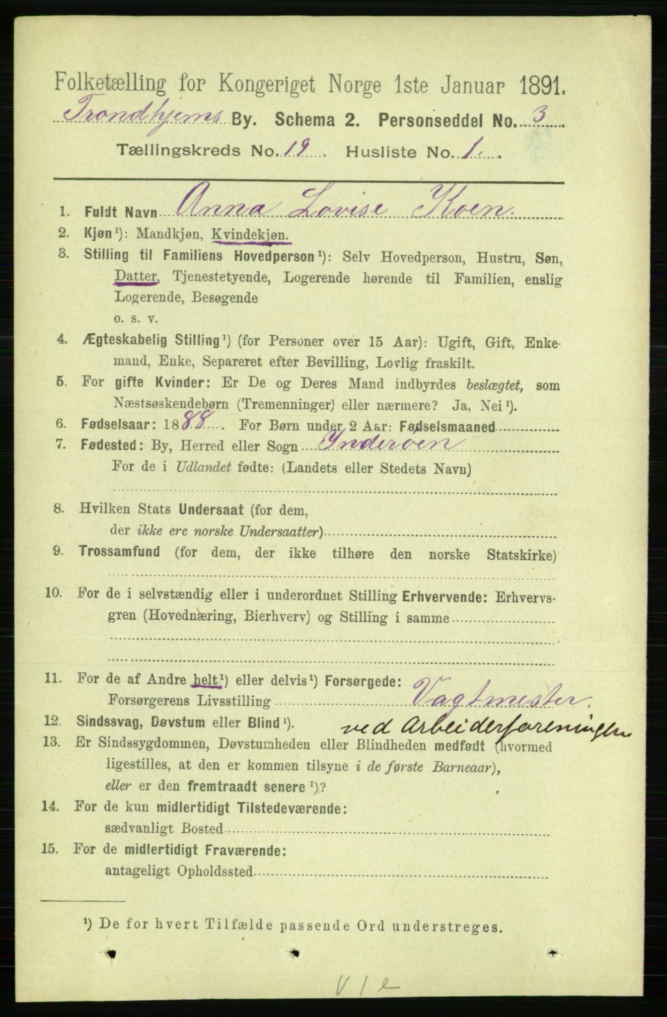 RA, 1891 census for 1601 Trondheim, 1891, p. 14626