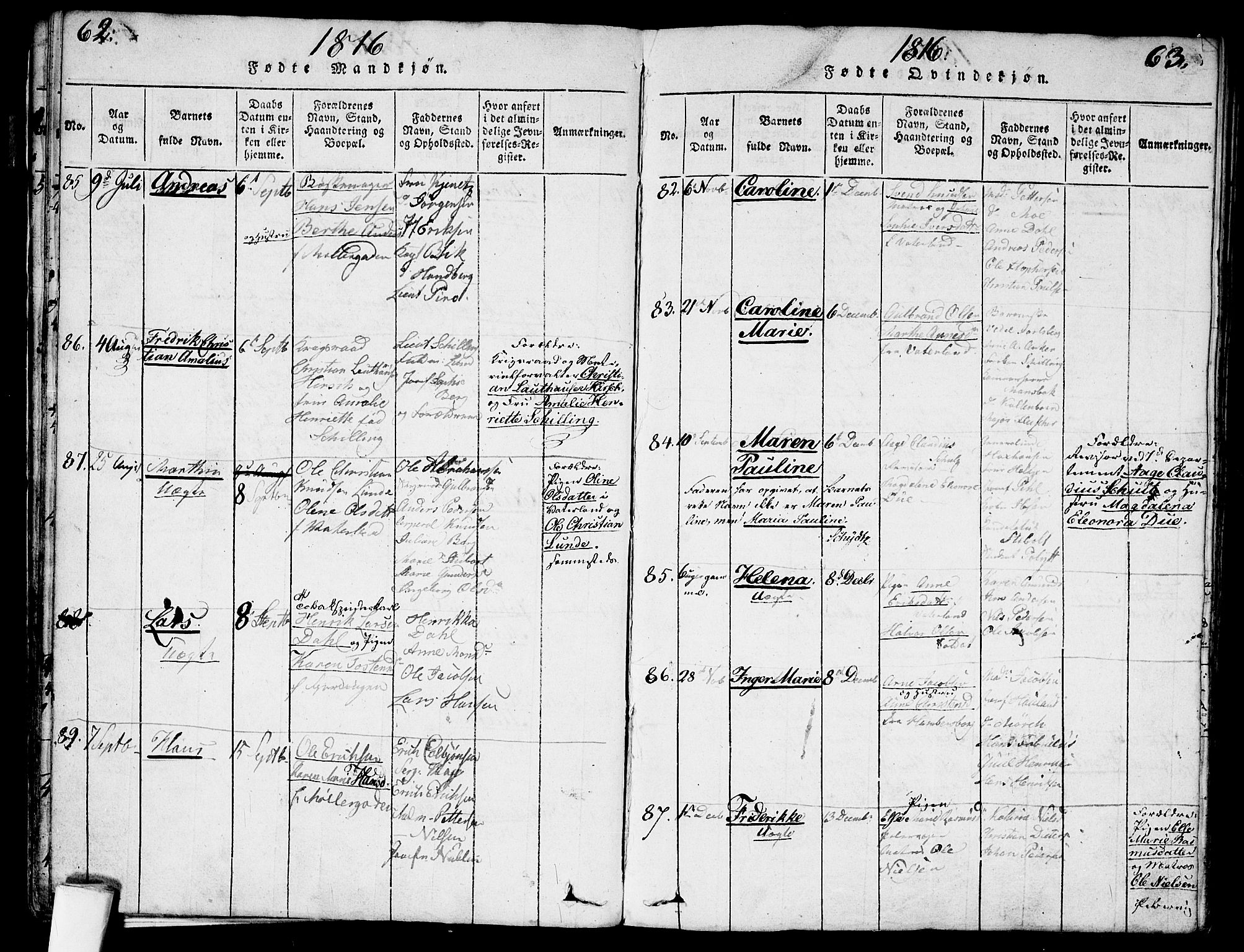 Garnisonsmenigheten Kirkebøker, SAO/A-10846/G/Ga/L0003: Parish register (copy) no. 3, 1815-1819, p. 62-63
