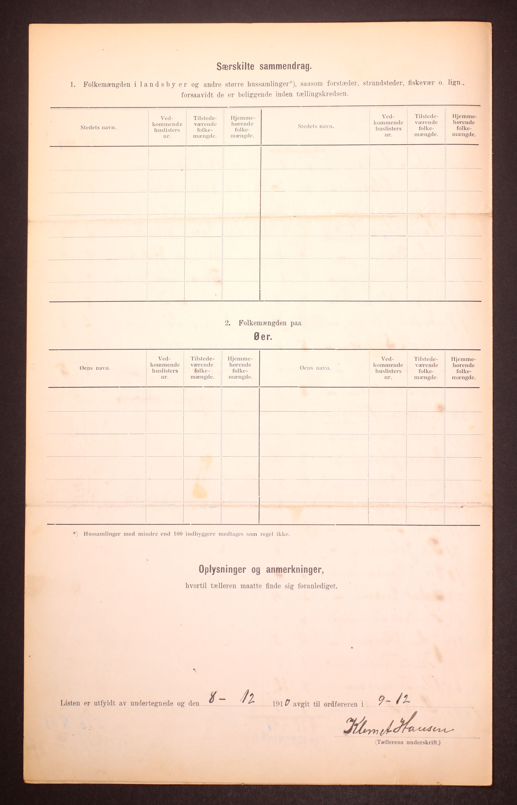 RA, 1910 census for Kistrand, 1910, p. 11