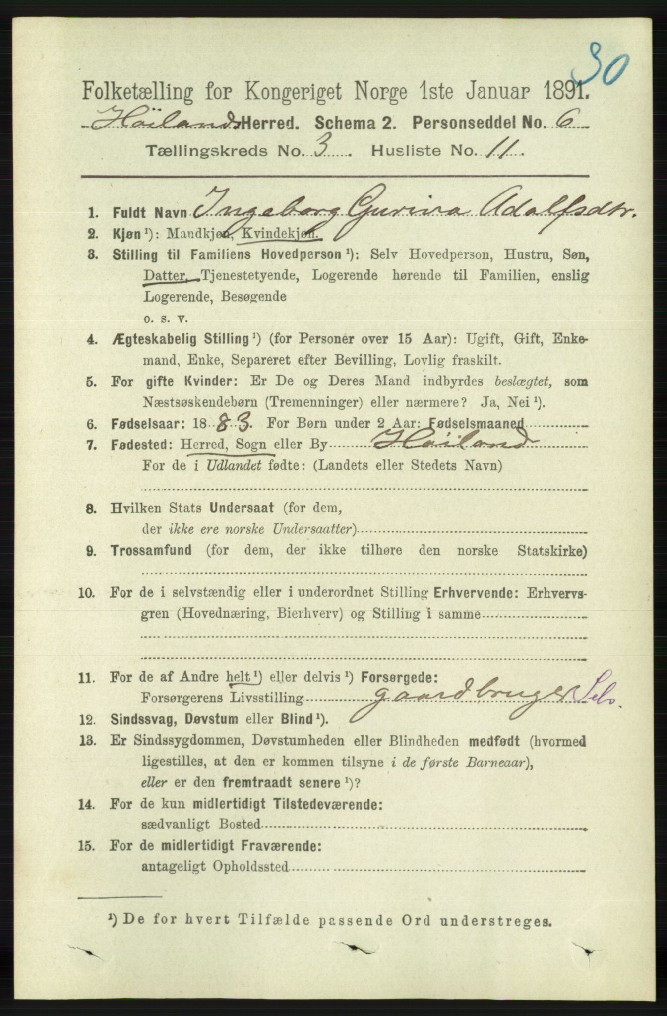 RA, 1891 census for 1123 Høyland, 1891, p. 759