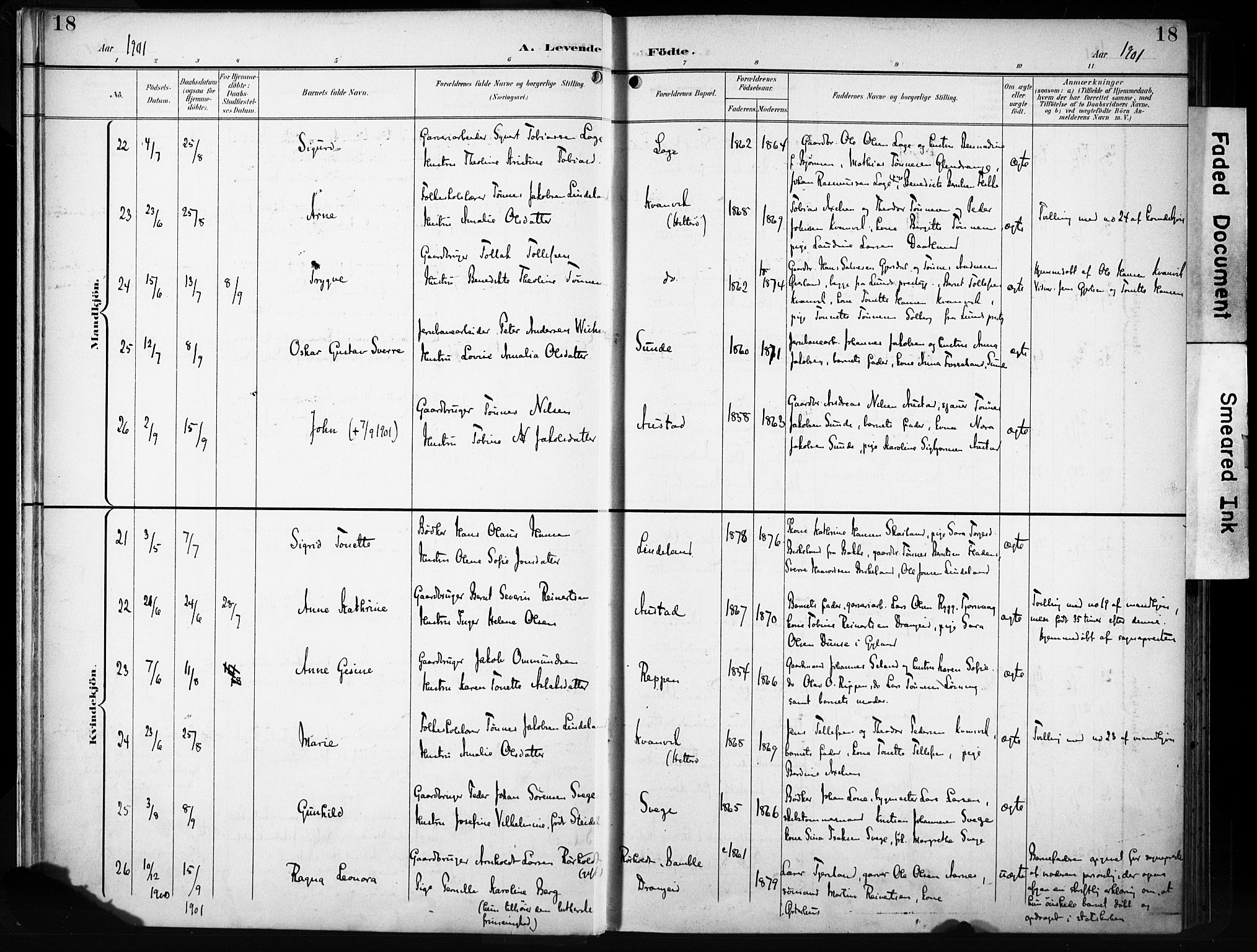 Flekkefjord sokneprestkontor, AV/SAK-1111-0012/F/Fa/Fac/L0009: Parish register (official) no. A 9, 1899-1909, p. 18