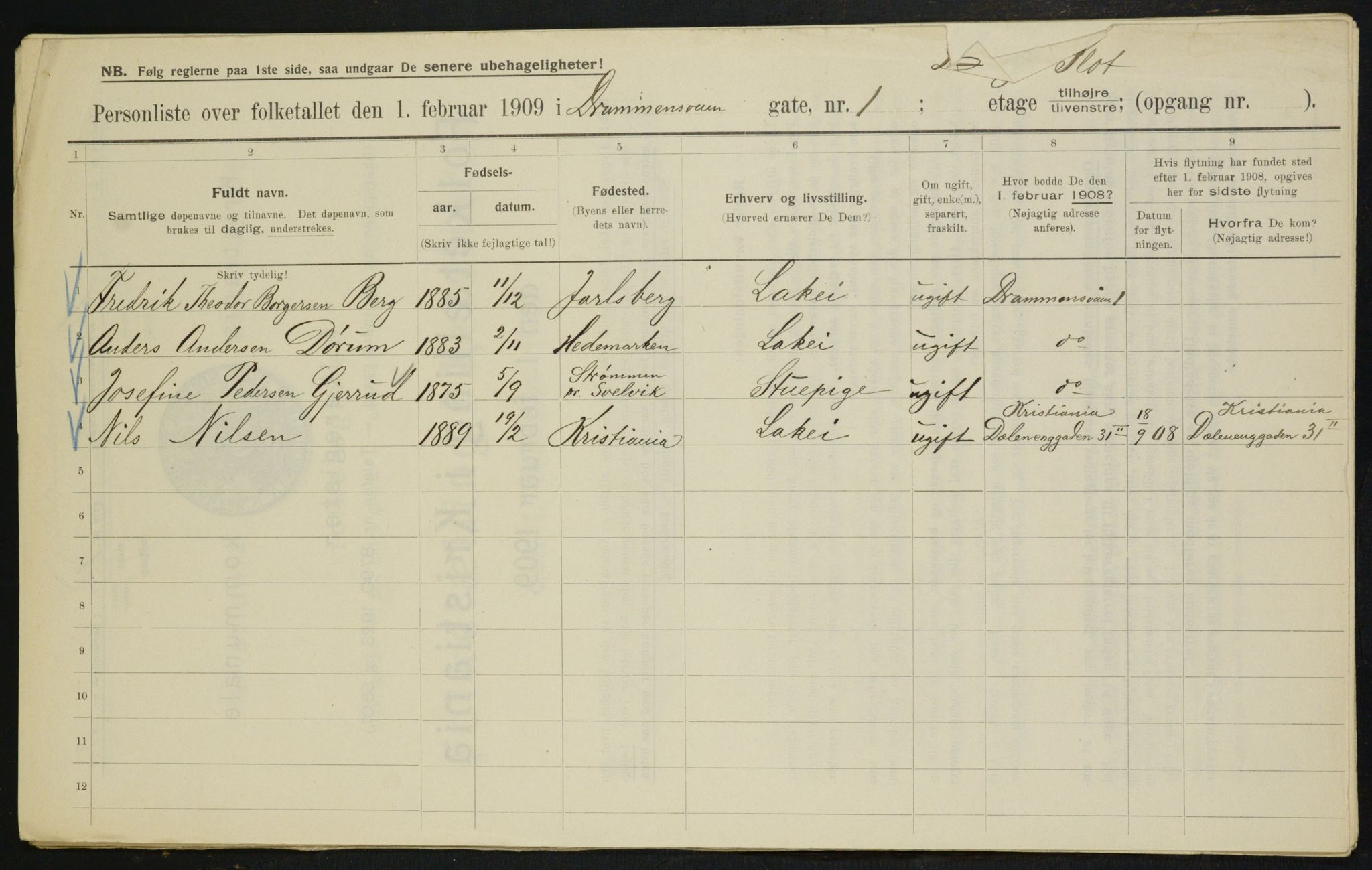 OBA, Municipal Census 1909 for Kristiania, 1909, p. 14804