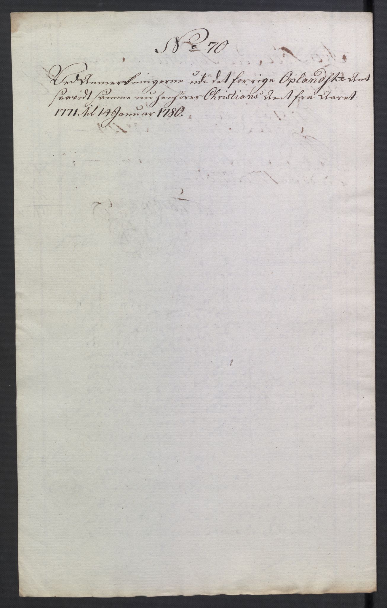 Rentekammeret inntil 1814, Reviderte regnskaper, Mindre regnskaper, AV/RA-EA-4068/Rb/L0014: Opplands amt, 1771-1779, p. 30