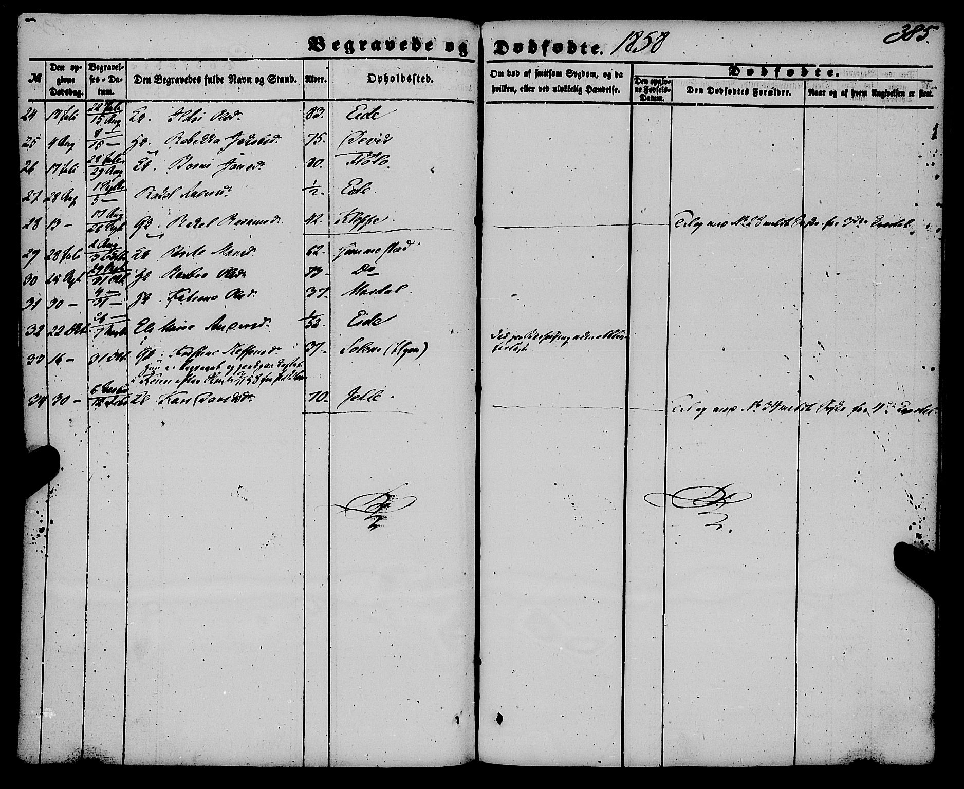 Gloppen sokneprestembete, SAB/A-80101/H/Haa/Haaa/L0009: Parish register (official) no. A 9, 1855-1870, p. 385