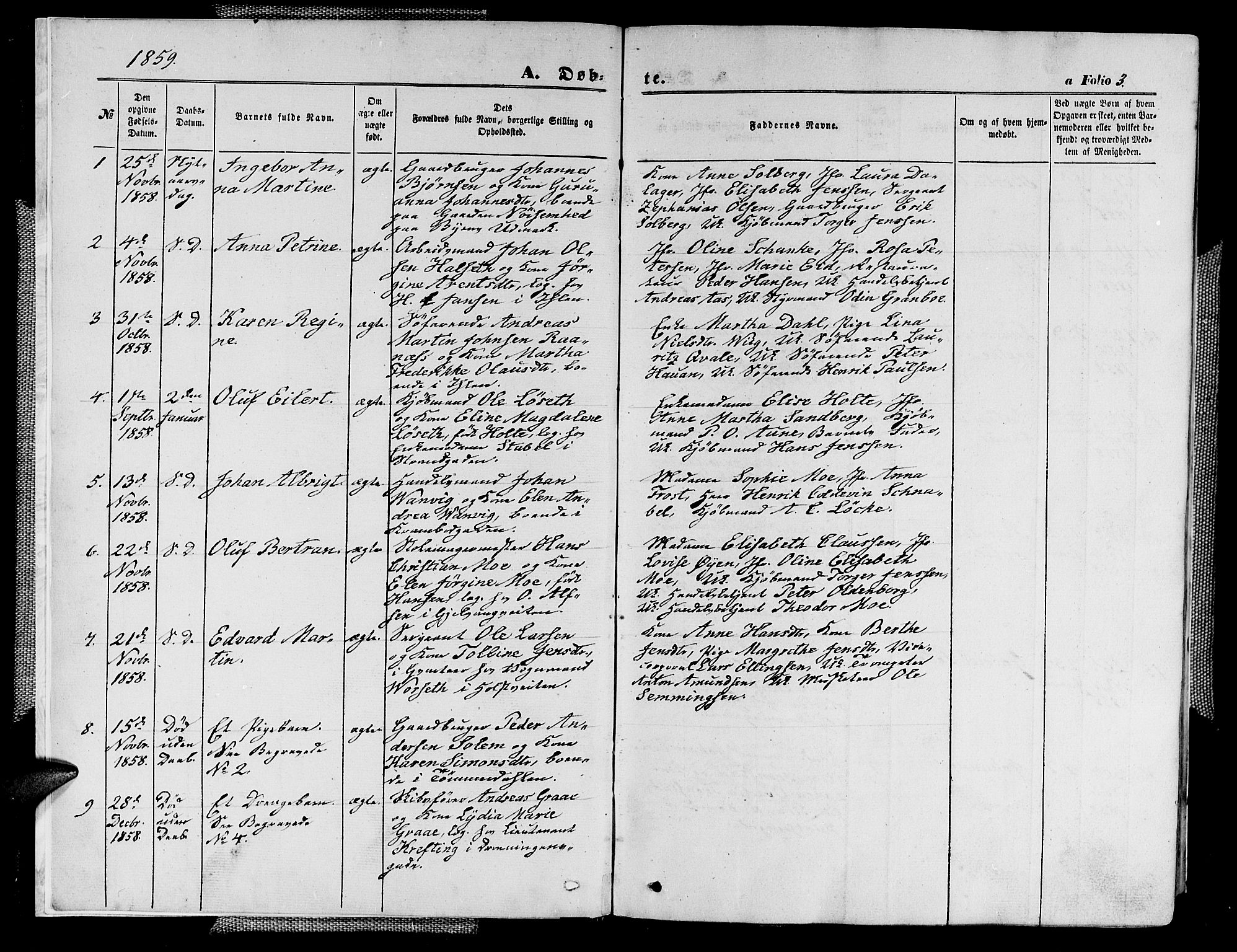 Ministerialprotokoller, klokkerbøker og fødselsregistre - Sør-Trøndelag, SAT/A-1456/602/L0139: Parish register (copy) no. 602C07, 1859-1864, p. 3