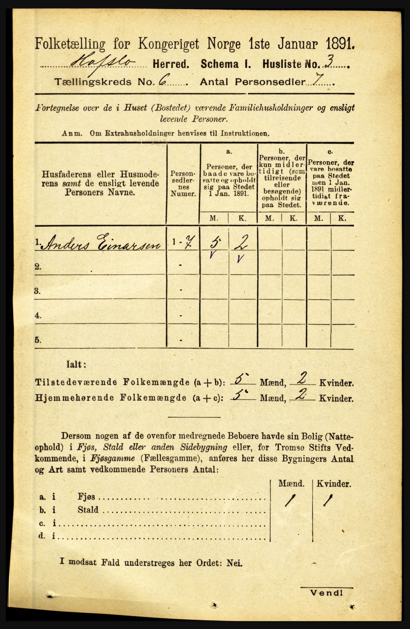 RA, 1891 census for 1425 Hafslo, 1891, p. 2272