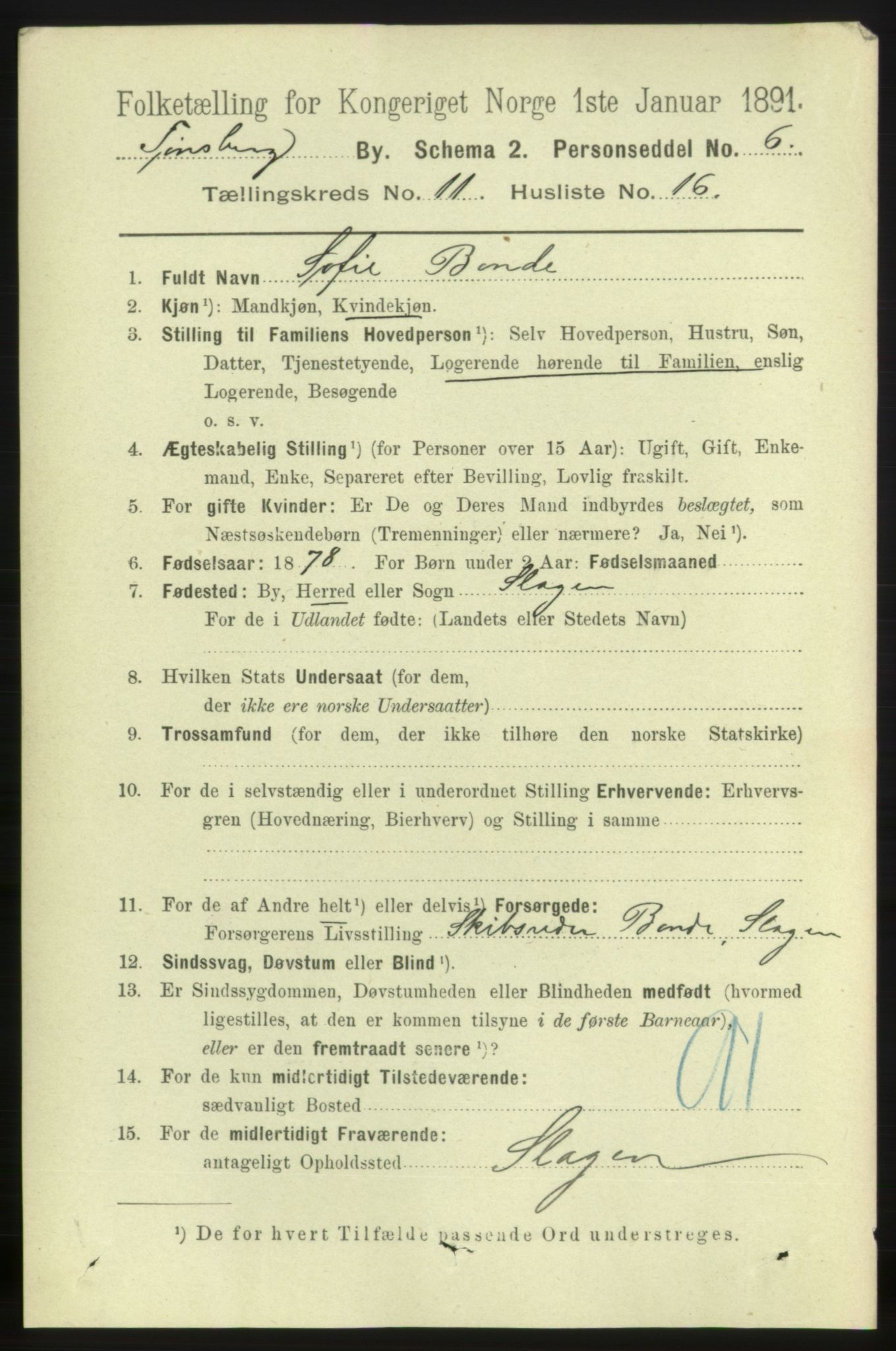 RA, 1891 census for 0705 Tønsberg, 1891, p. 4059